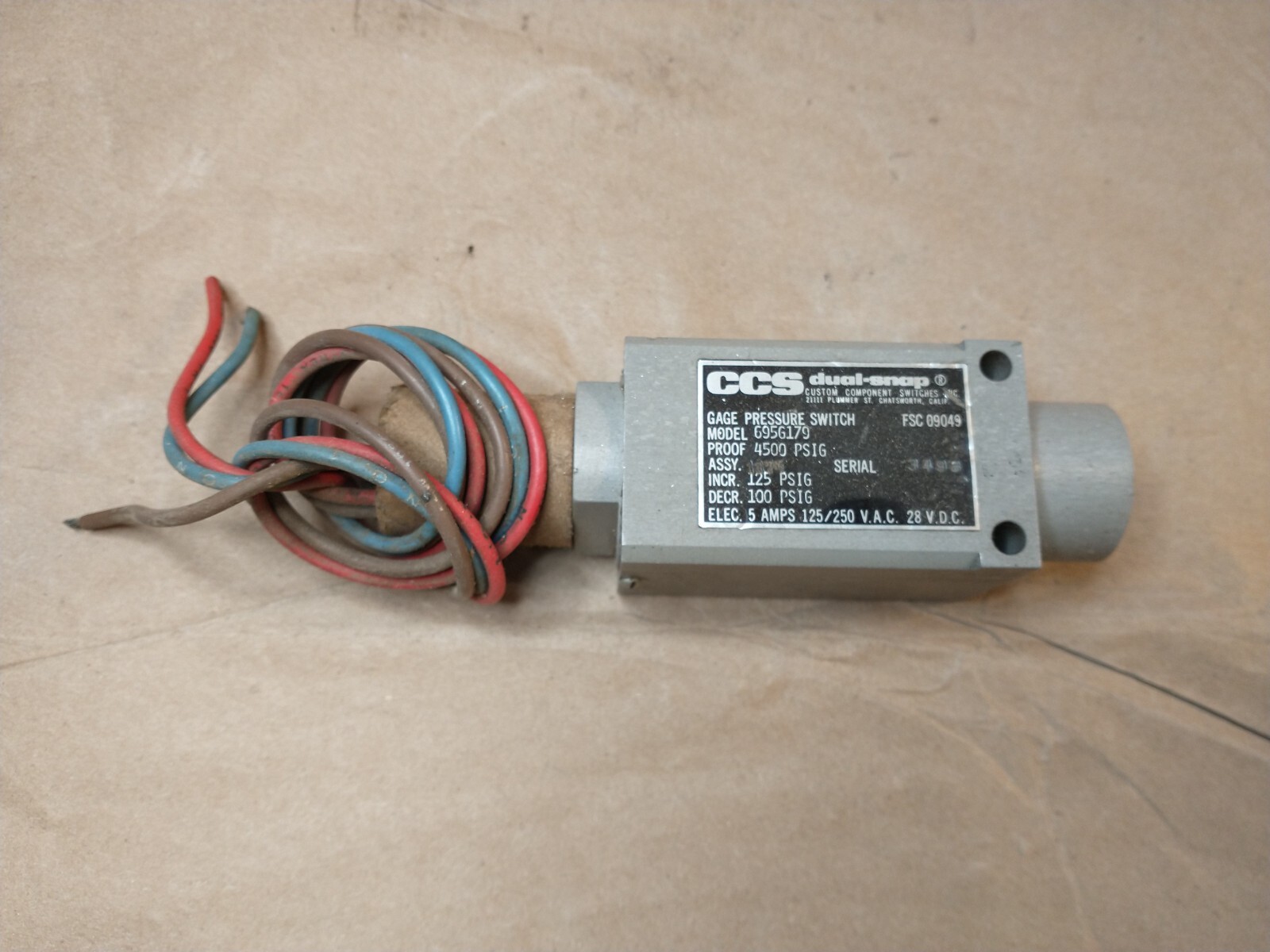 CCS Dual-Snap Gage Pressure Switch 695G179 - Fast Ship