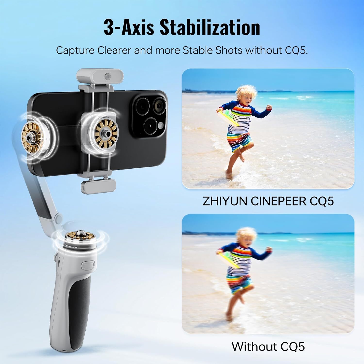 Zhiyun Cinepeer CQ5 Phone Gimbal Stabilizer with AI Tracker Voice Control Gray