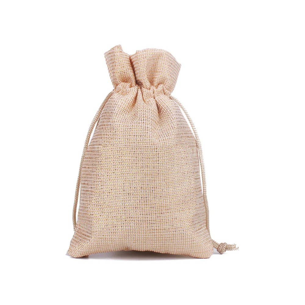 25 Metallic Gold Blend Linen Pouch
