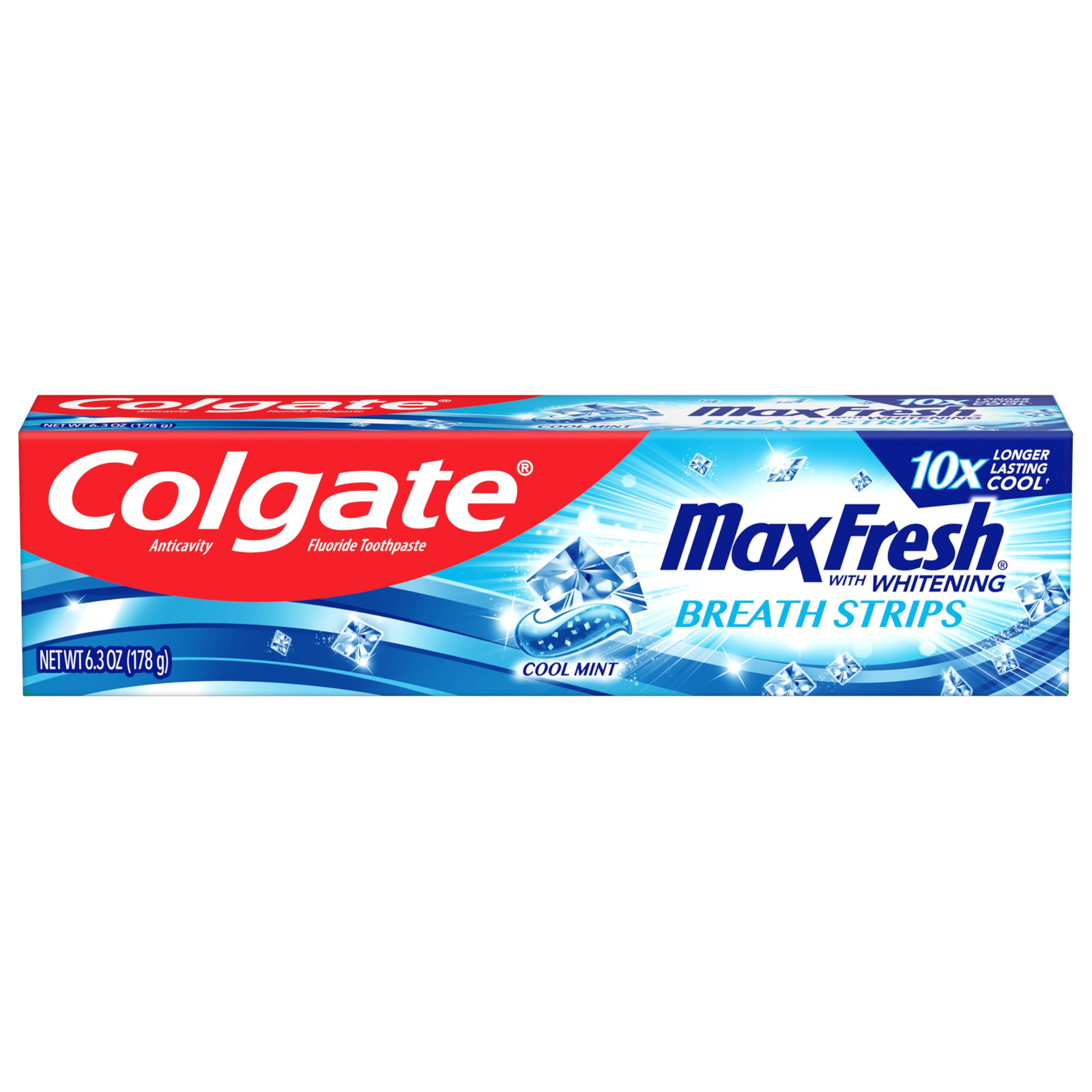 Colgate Max Fresh Whitening Toothpaste 6.3 oz Cool Mint Breath Strips