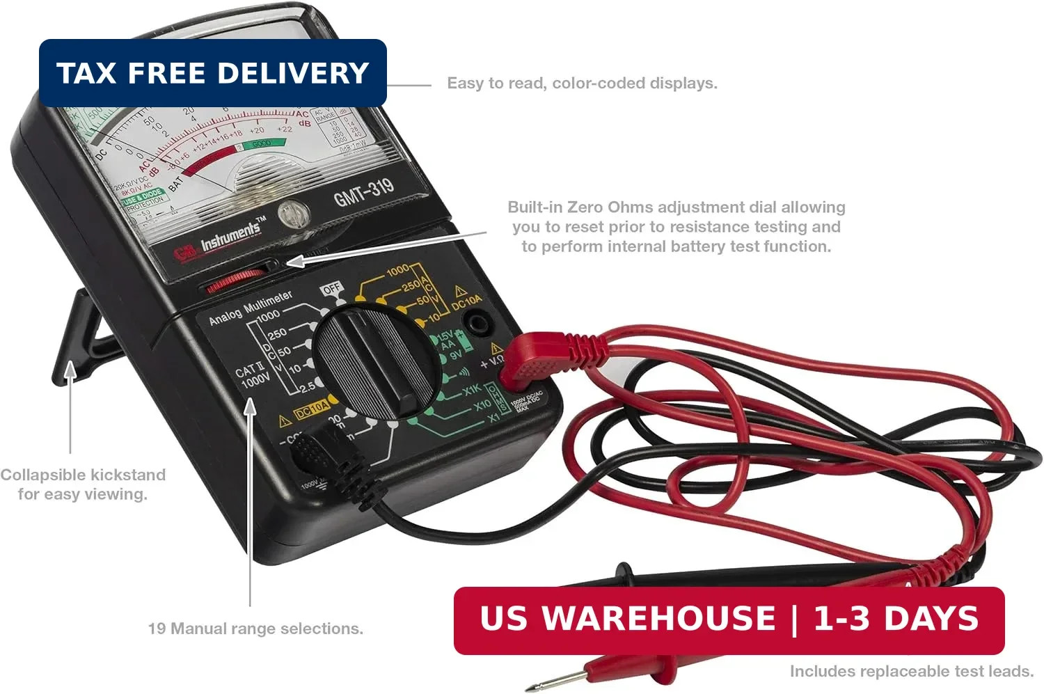 Gardner Bender GMT-319 Multimeter Tester, RJ-45 & RJ-11, 7 Function / 19 Range 1