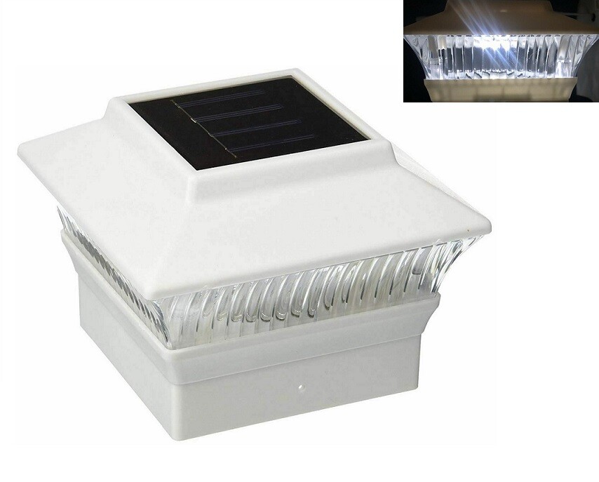 Set of 2/4/6/8/10/12 Outdoor Solar White 4"x4" PVC&Wood Fence Post Cap LED Light