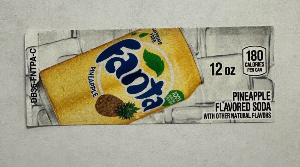 Fanta Pineapple Vending Machine Flavor Strip 12oz For Vendo, Dixie Narco