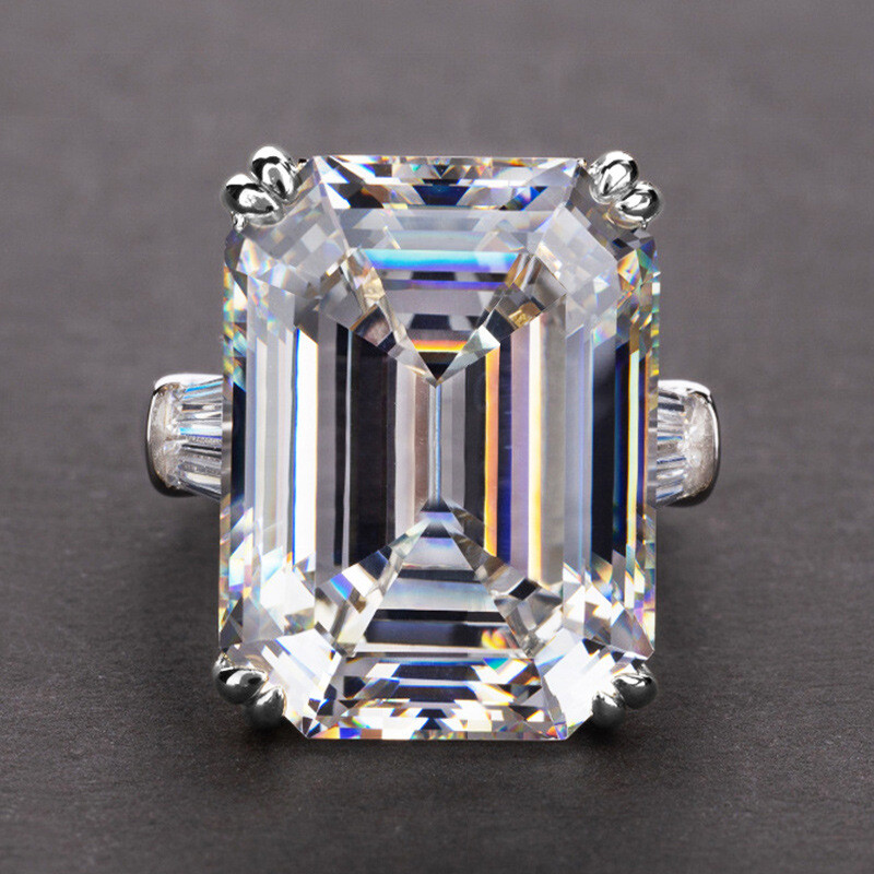 10*14mm Princess CZ 925 Silver Band Women's White Pink Engagement Ring Size 6-10