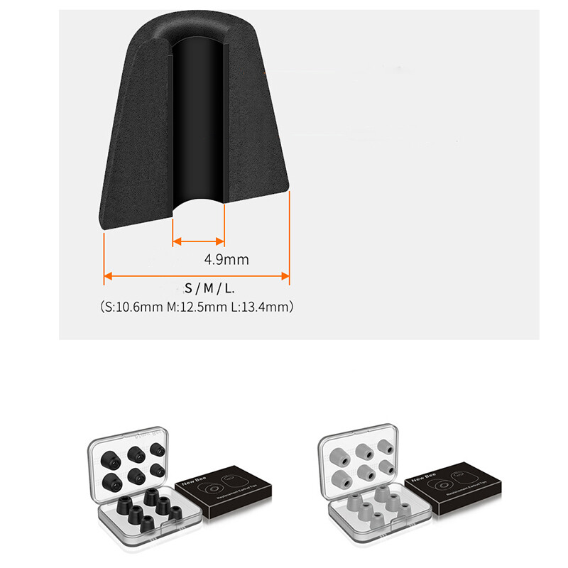6 Pair Memory Foam Ear Tips Premium Ear Tips Silicone Replacement Earbud Earbuds