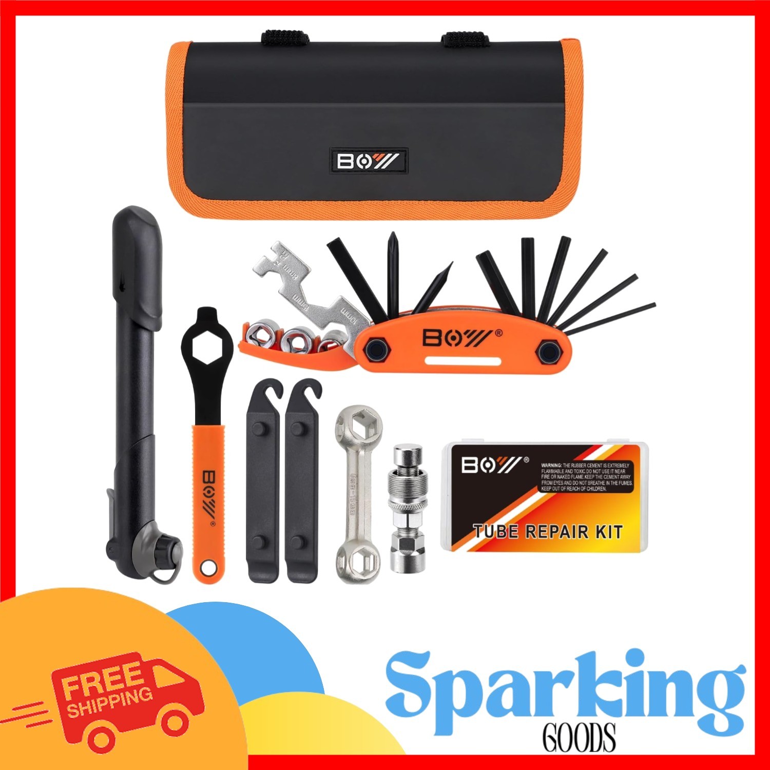 All-in-One Waterproof Bike Repair Kit: Pump, Tools & Glueless Patches Included