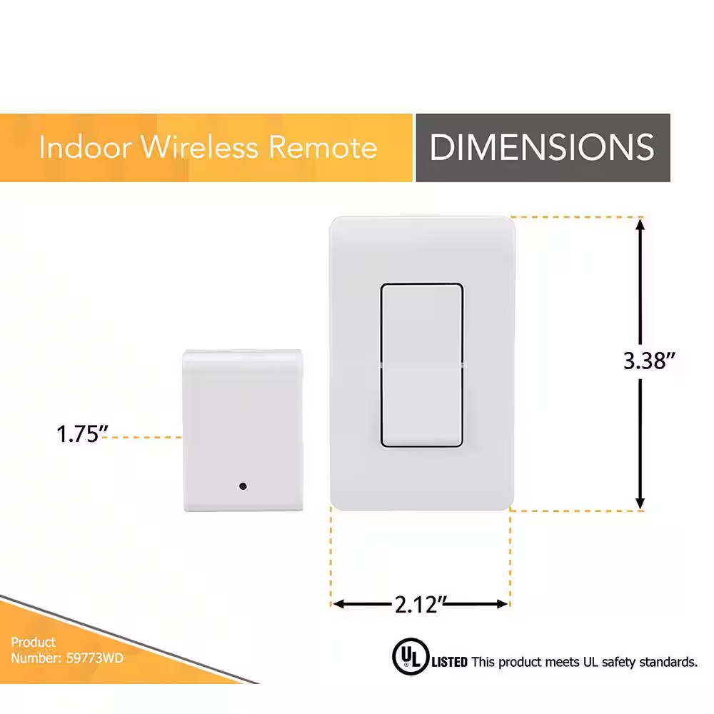 8-Amp Indoor Plug-In Wireless Wall Switch Light Control, White