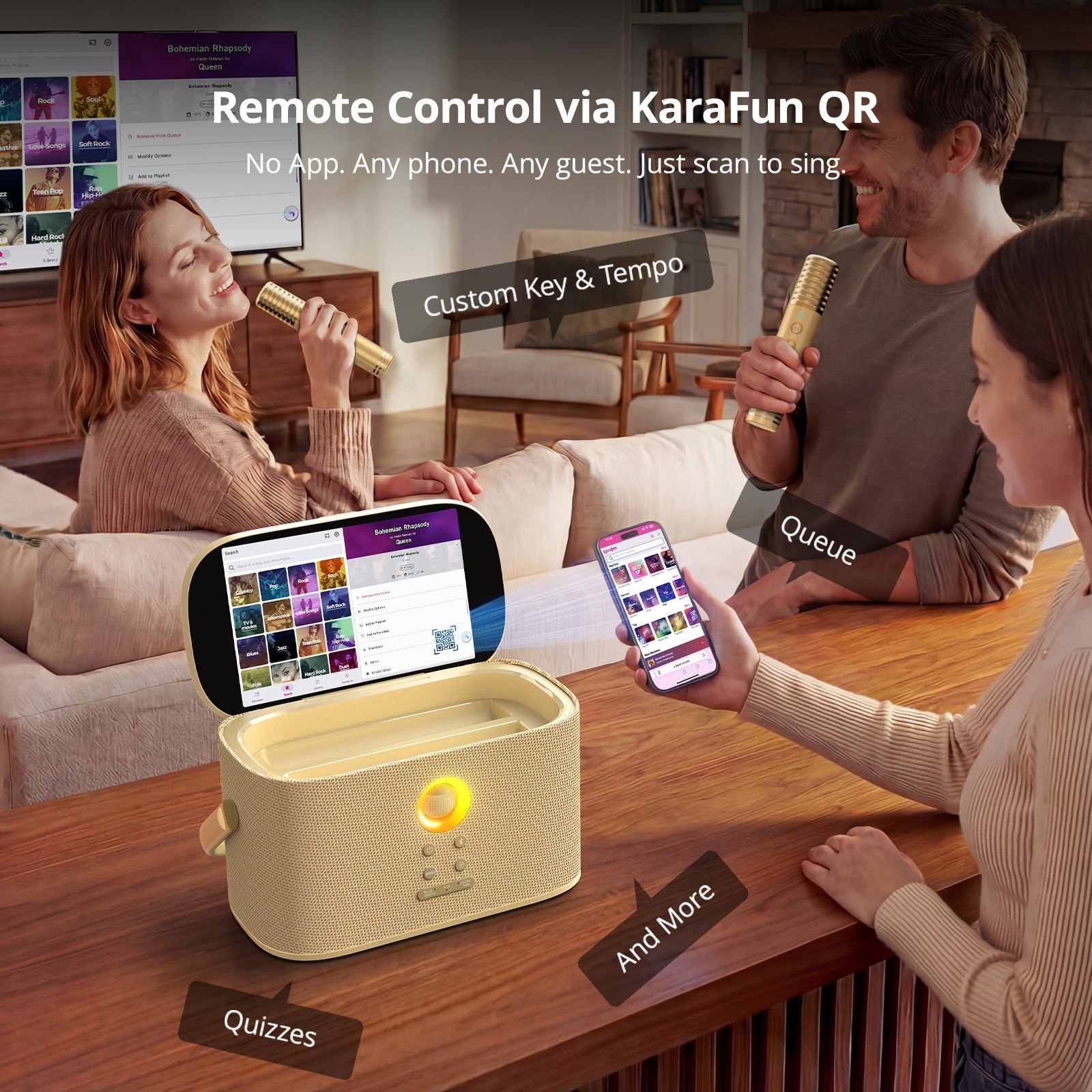 Ikarao Shell S2 Karaoke Machine, 140W Speaker, with Lyrics Display Screen & HDMI
