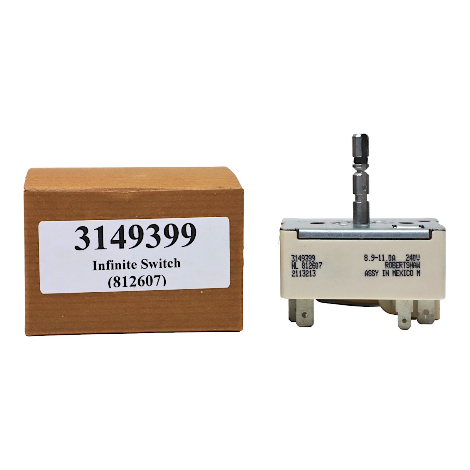 3149399 Infinite Control Switch for Whirlpool Range Stove Burner Eye 812607