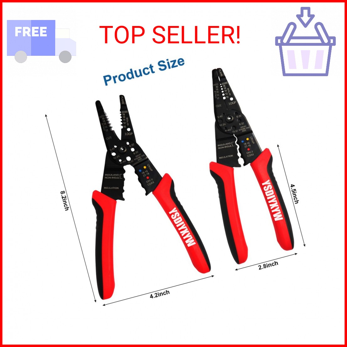 YsDiYxYw Wire Stripper, 3rd Generation Wire CrimpingTool, 8IN Professional Wire