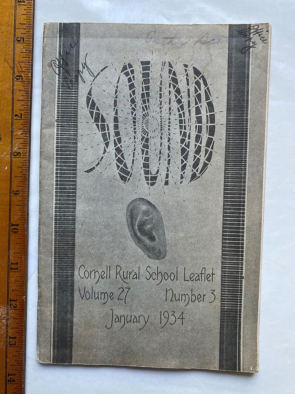 Sound. 1934 Cornell Rural School Leaflet. Vol. 27, No. 3. 32 pages, Illustrated