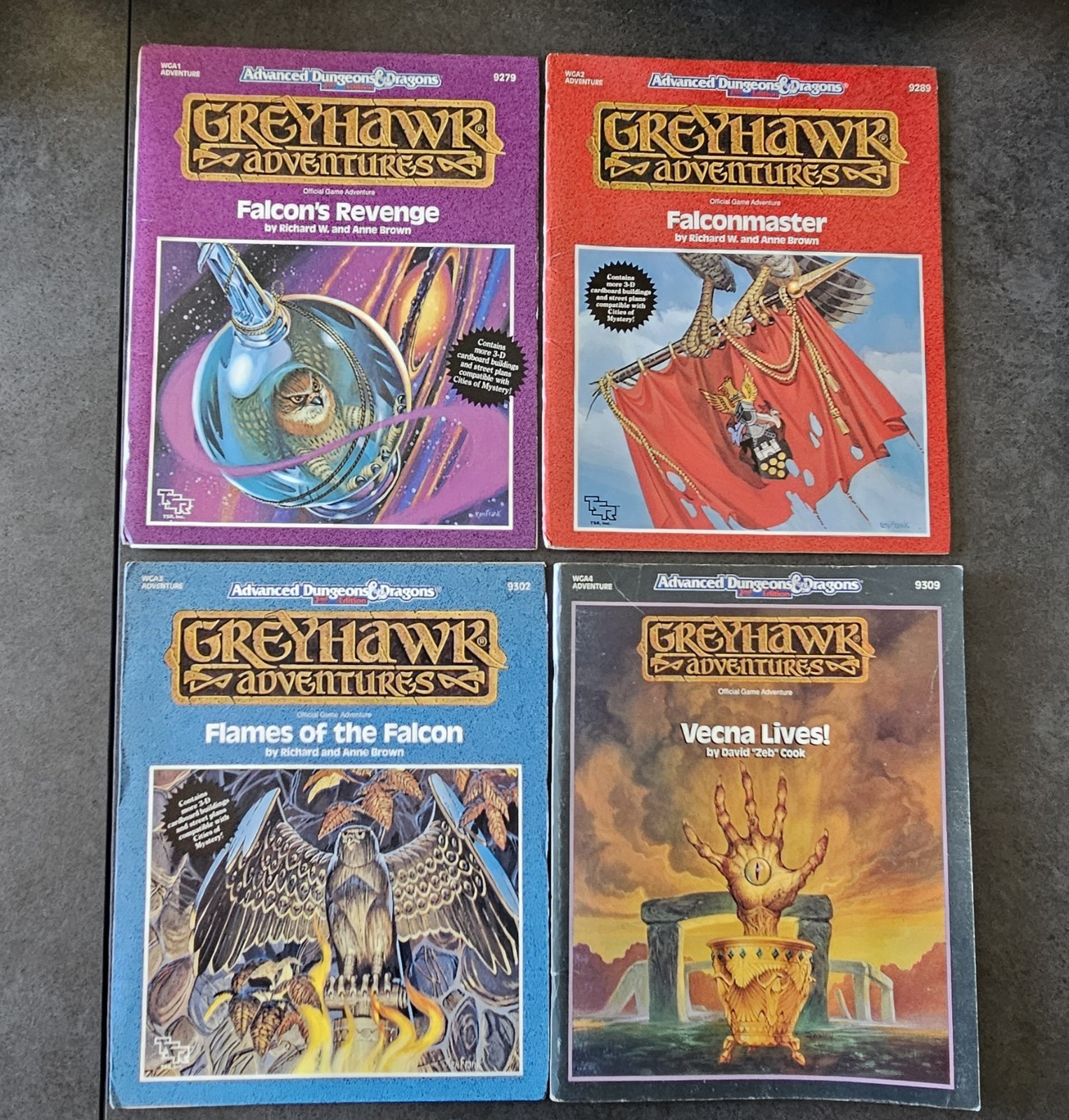 AD&D 2nd Ed Greyhawk Adventures WGA1-4 Complete Falcon Trilogy + Vecna Lives TSR