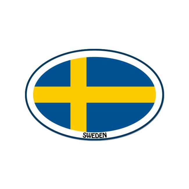 Sweden Euro oval car window bumper sticker decal 5" x 3"
