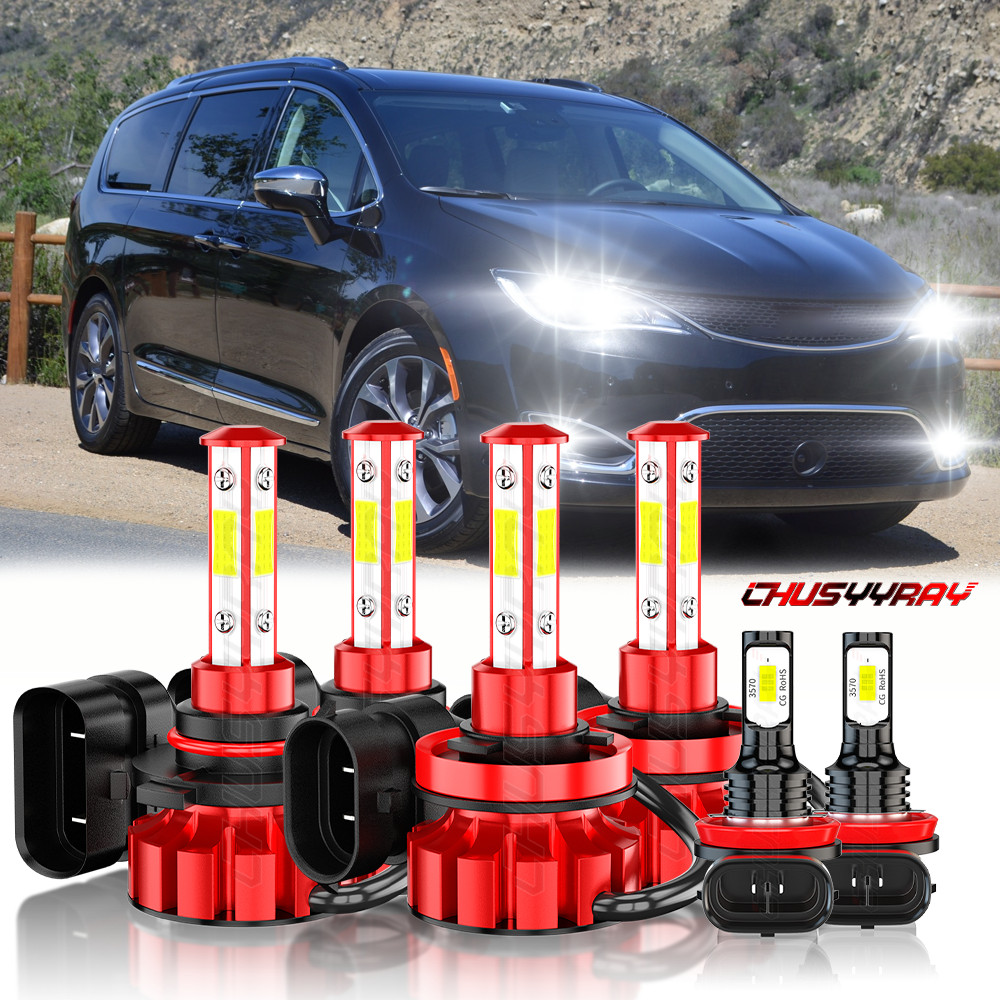 For Chrysler Pacifica 2017-2020 6x LED Headlight High Low Beam + Fog Light Bulbs