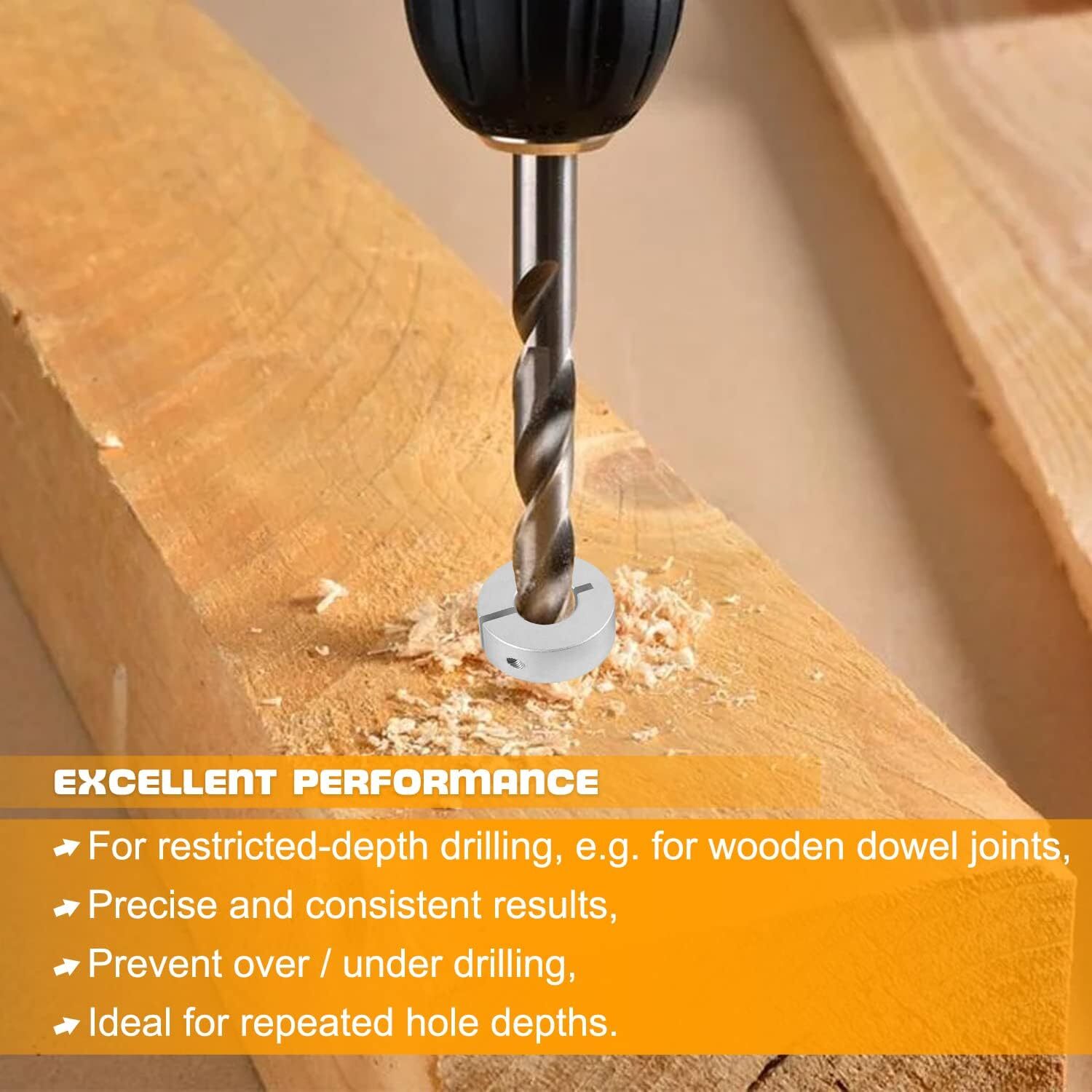 Aluminum Stop Collar Set - Drill Bit Depth Stop - Superior Split Ring Design