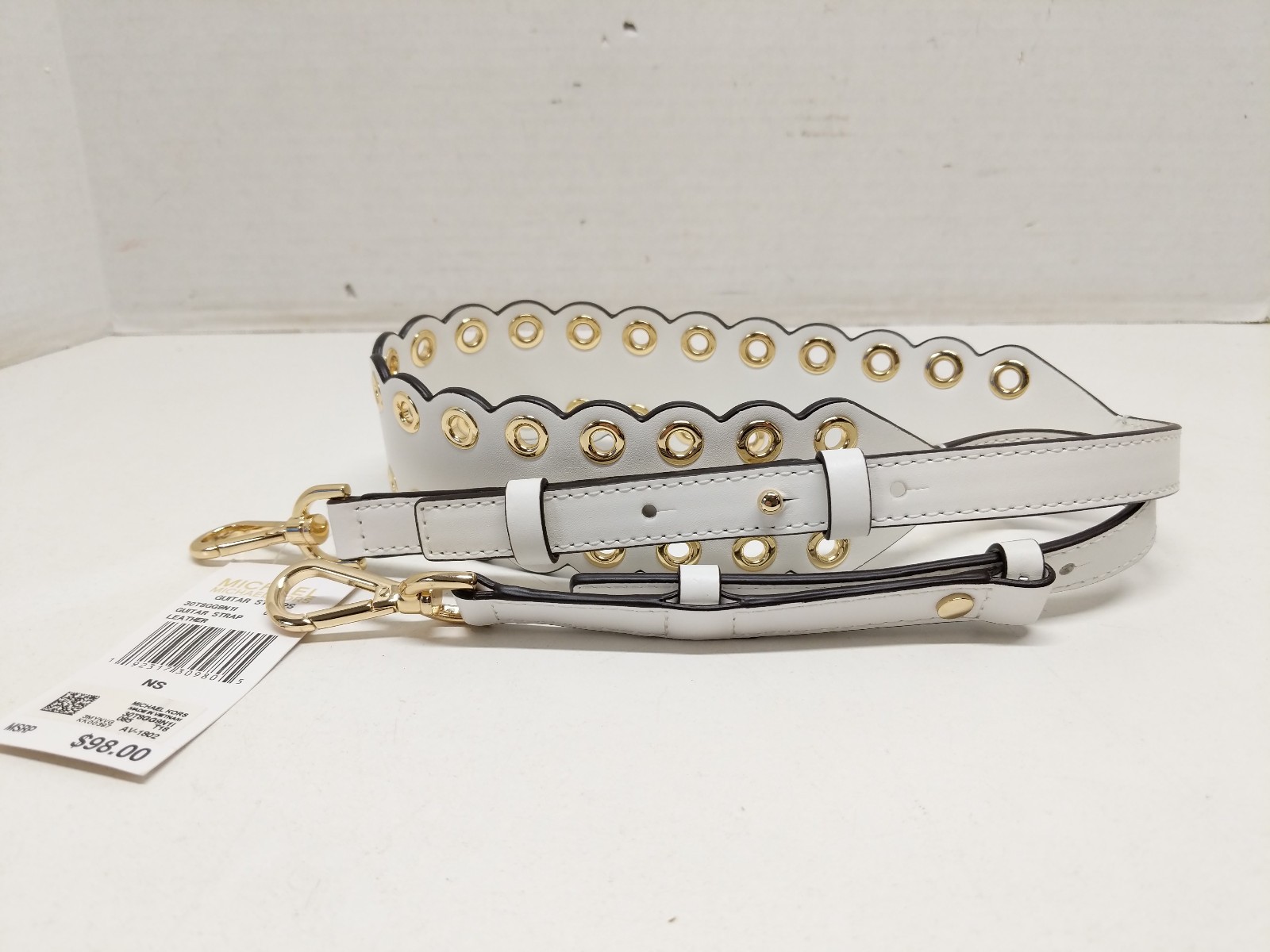 Michael Kors Leather White Optic Scalloped Replacement Shoulder Purse Strap NWT
