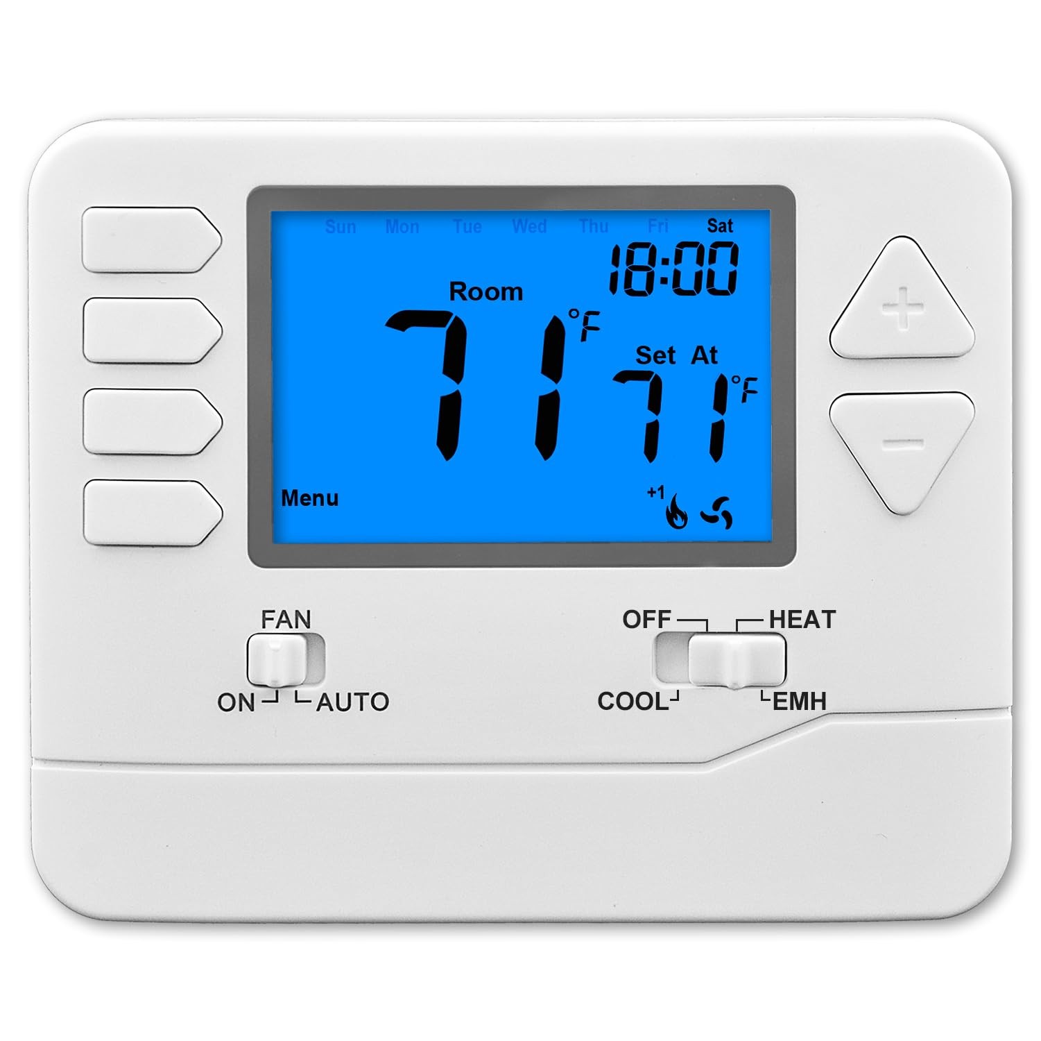 Suuwer Non-Programmable Heat Pump Thermostat for Off-white ( Blue Backlight )