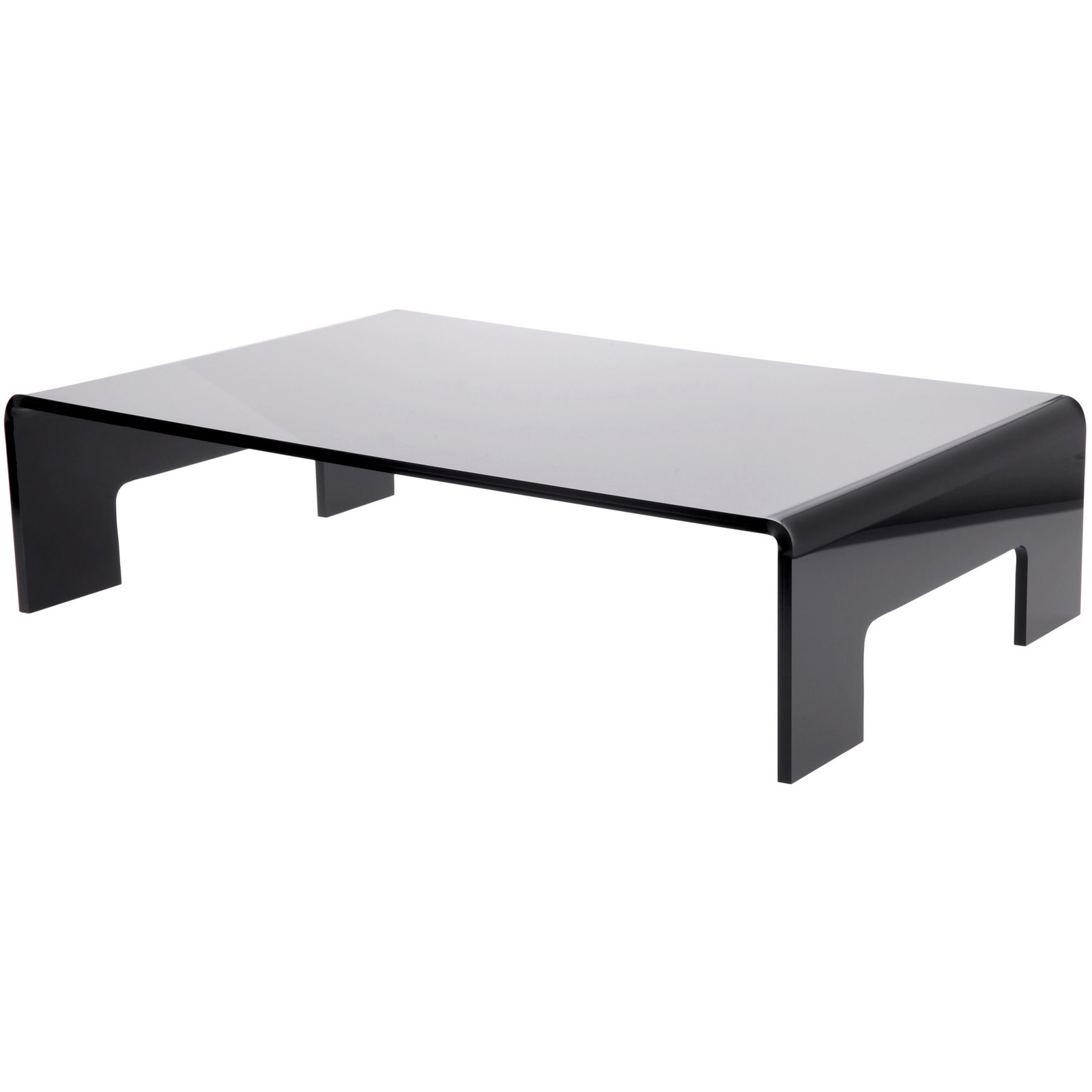 Plymor Black Acrylic Display Riser with Tray Handles, 6" H x 24" W x 16" D