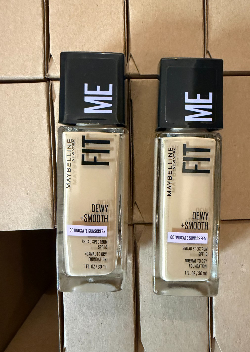 Maybelline Fit Me Dewy + Smooth Liquid Foundation #220 Natural Beige Set of Two