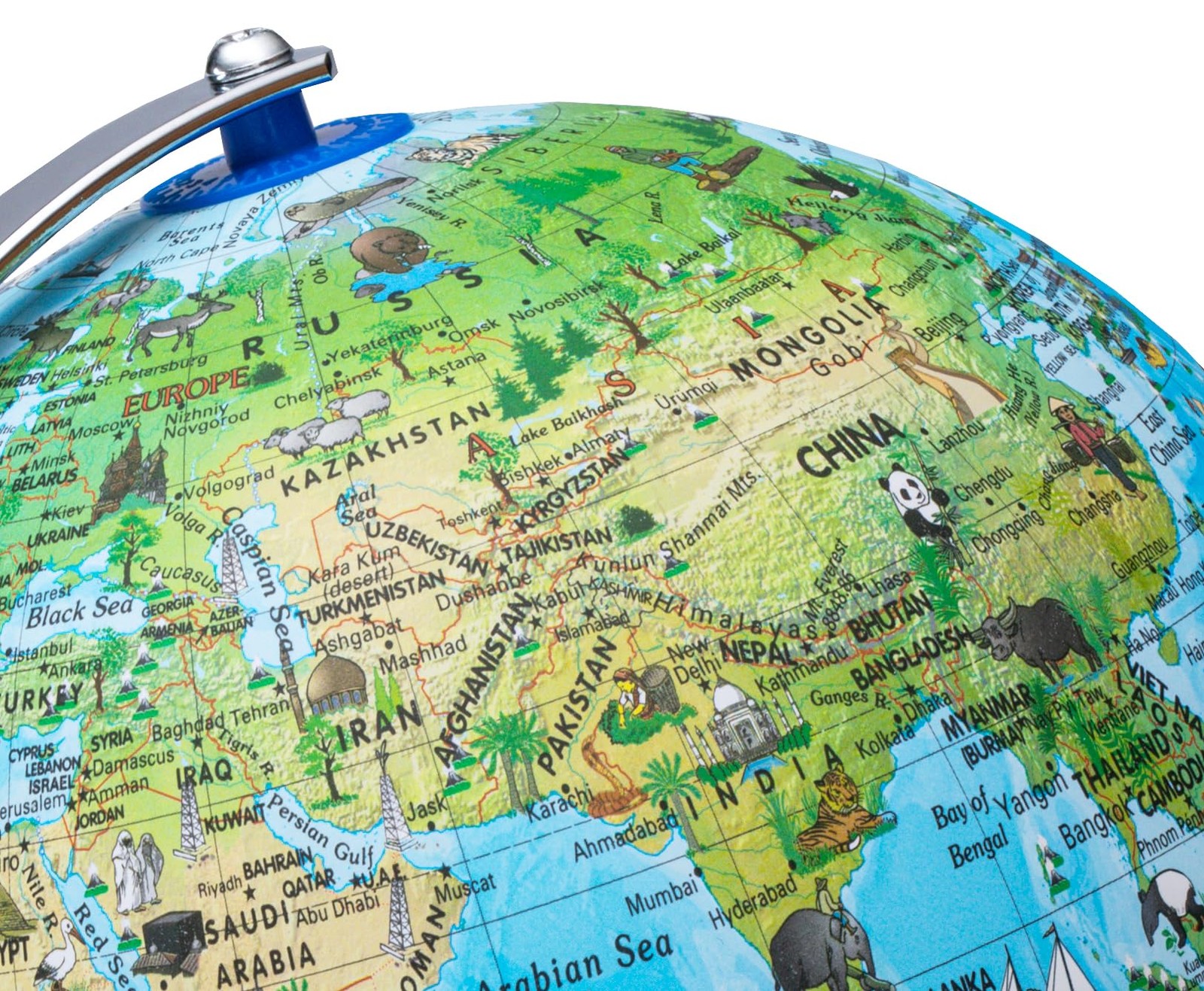 Replogle 8"/20cm Interactive Illuminated Political Globe with Chrome Base, Ri...