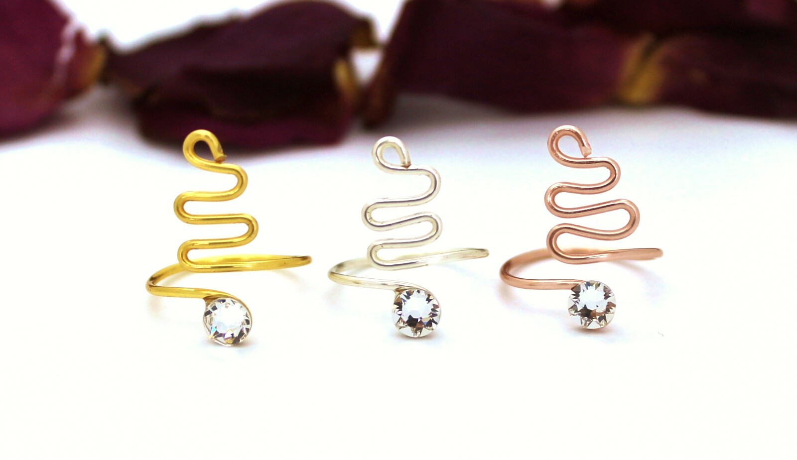 UK Made Adjustable Toe Rings With Clear Swarovski Crystal Elements