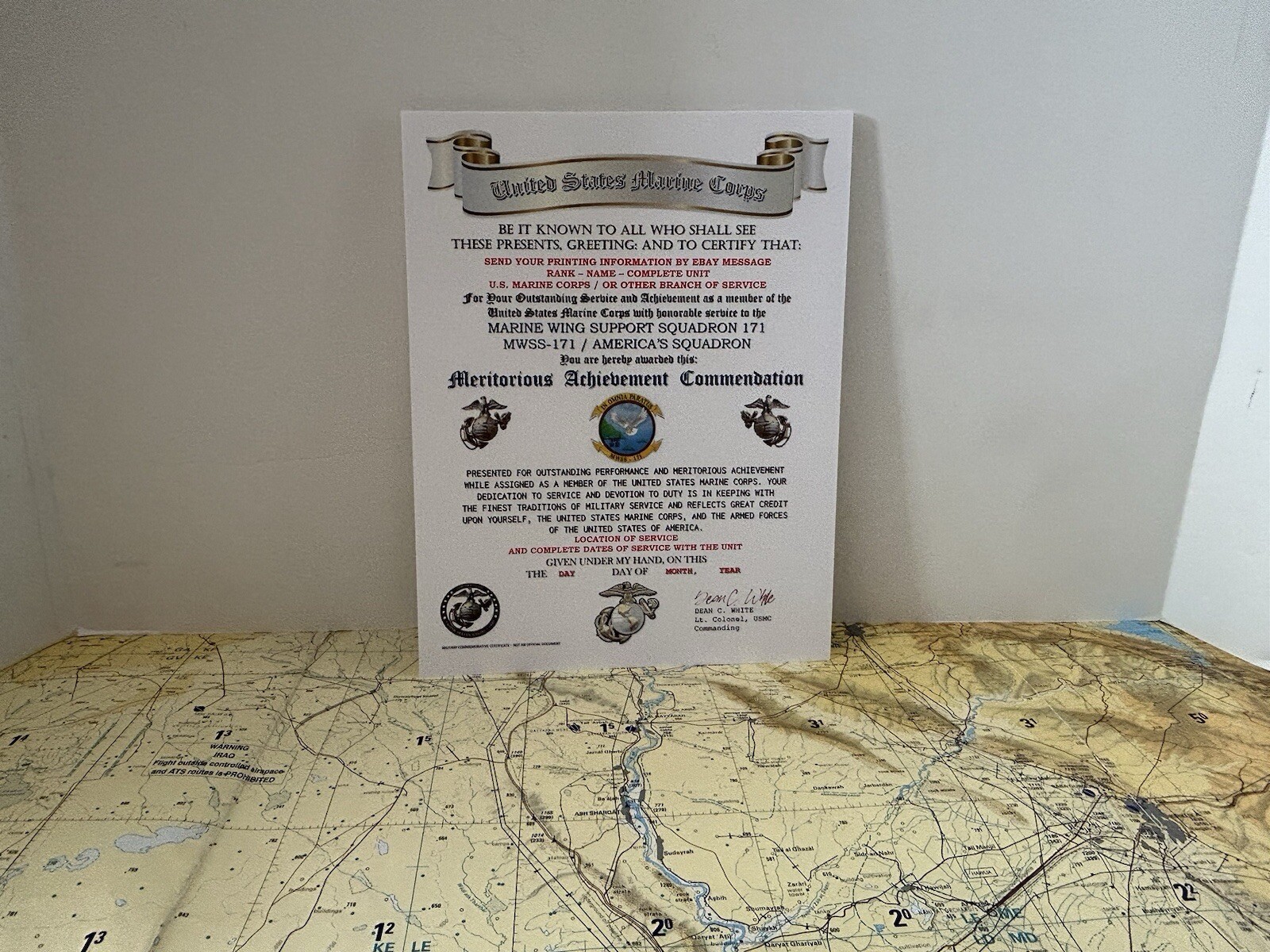 U.S.M.C. / 171ST WING SUPPORT SQUADRON / MERITORIOUS ACHIEVEMENT COMMENDATION