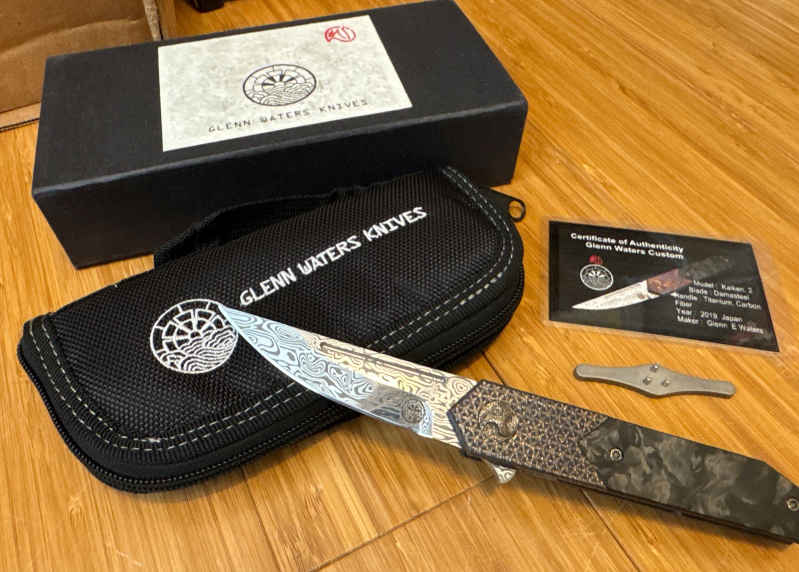 Glenn Waters Knives Kaiken 2 Damasteel Titanium & Carbon Fiber Knife Rare Custom
