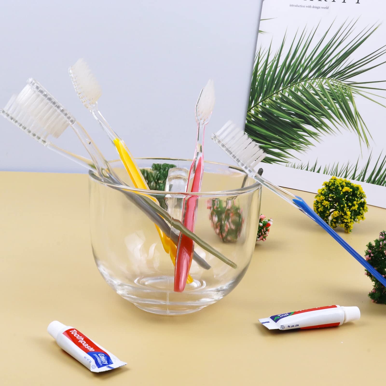 Disposable Toothbrushes with Toothpaste 200pcs (5 Colors) 200