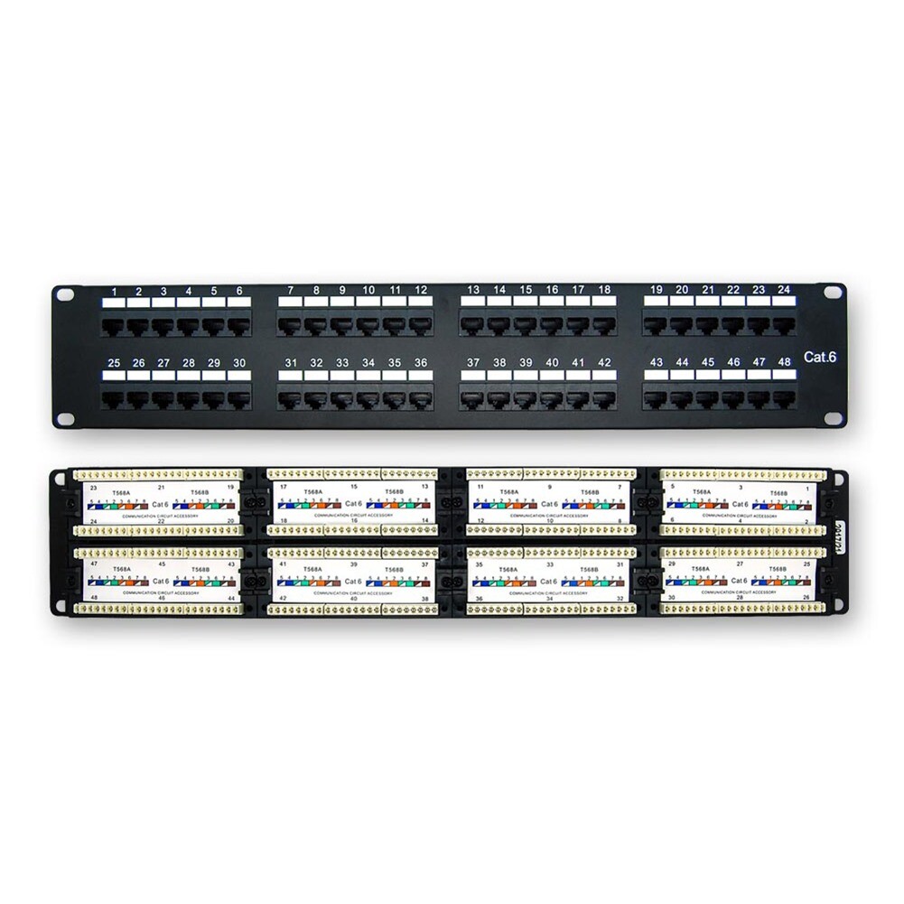 48 Port Cat6 Patch Panel 110 RJ45 Network LAN 2U 19" Rack Mount Server Cabinet