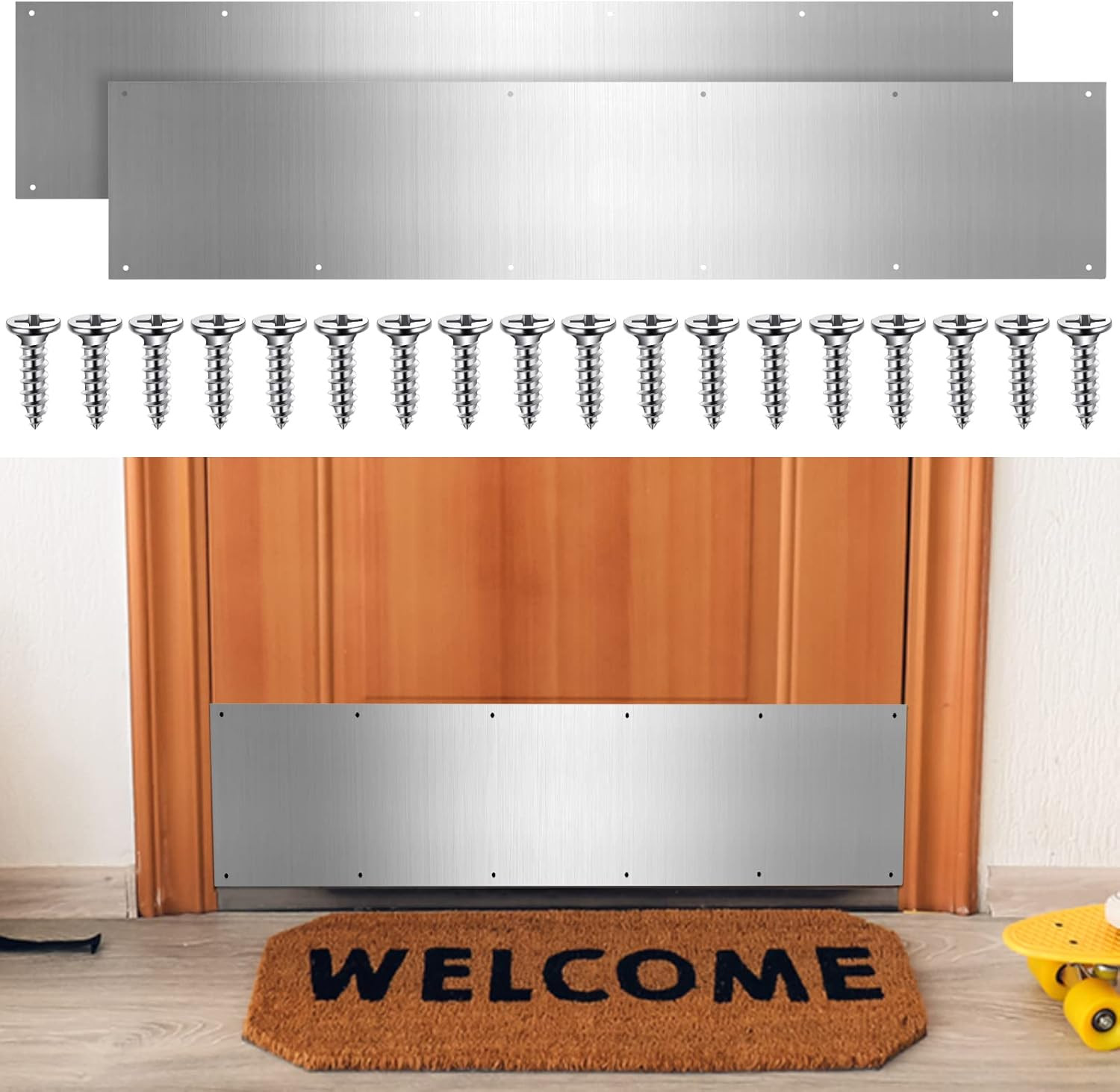 Dunzy 8 X 36 Inches Metal Kick Plate for Bottom of Door Aluminum Kick Plates wit