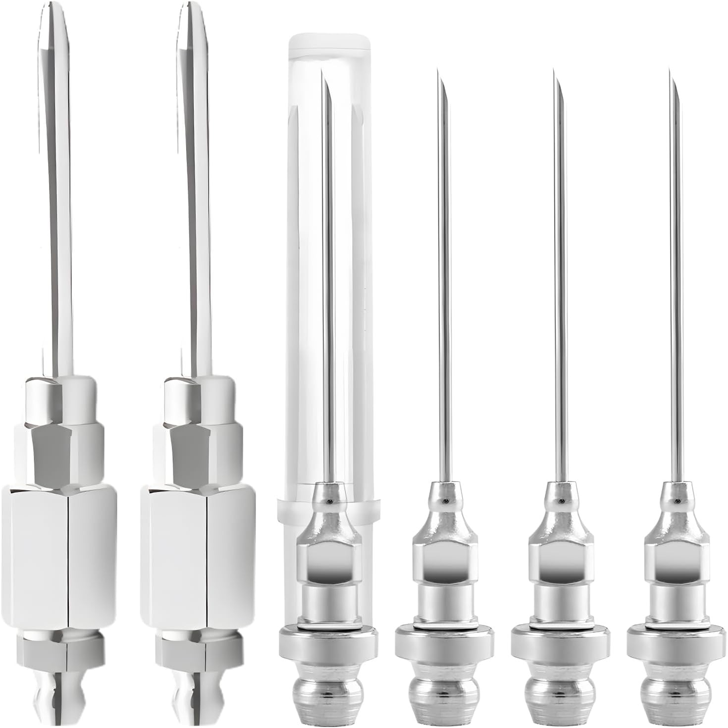 6PCS Grease Gun Tips, Contain 4PCS 1/8 Inch NPT Threads 18G Grease Gun Needle Ti