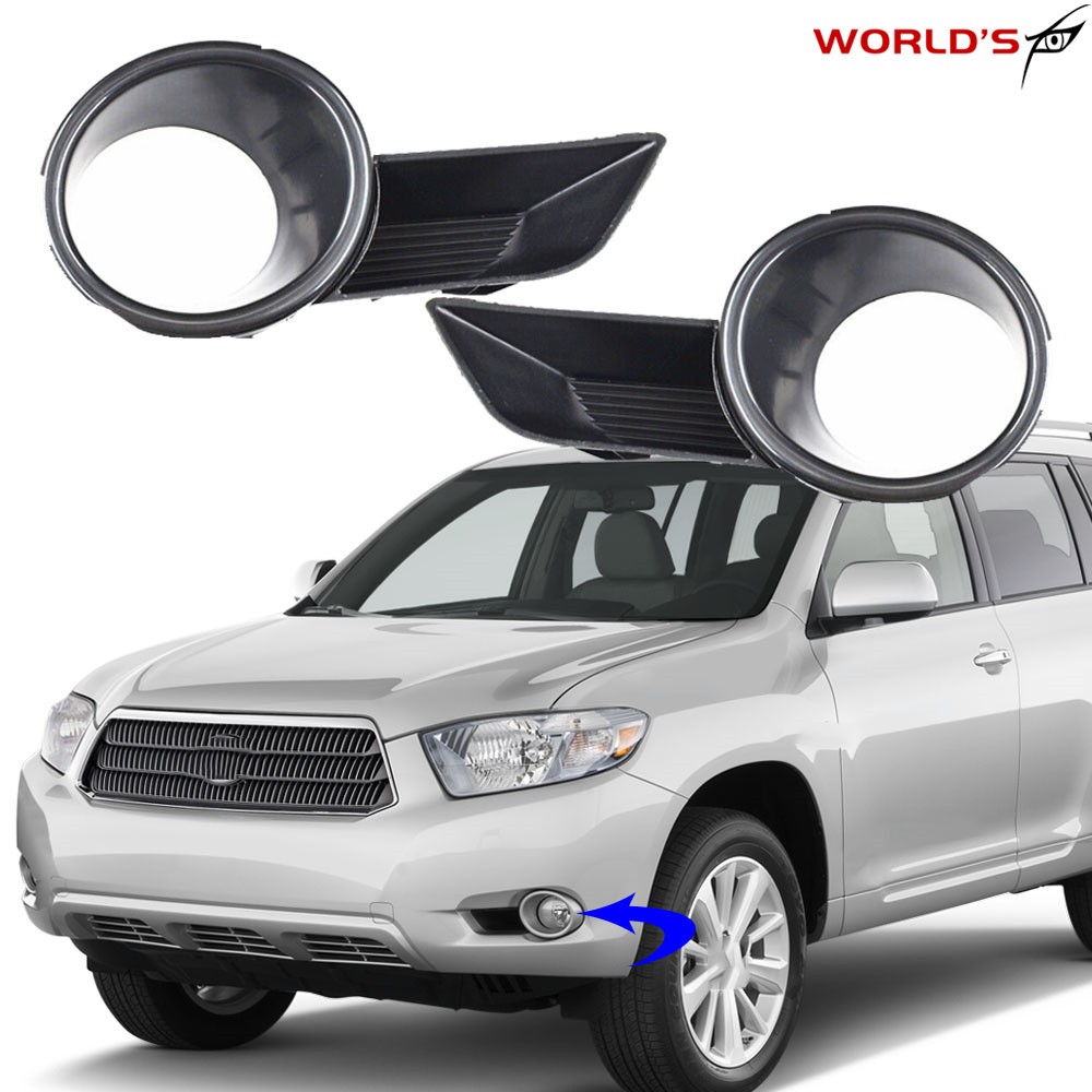 2x Front Bumper Fog Light Lamp Grille Cover Trim For Toyota Highlander 2008-2010