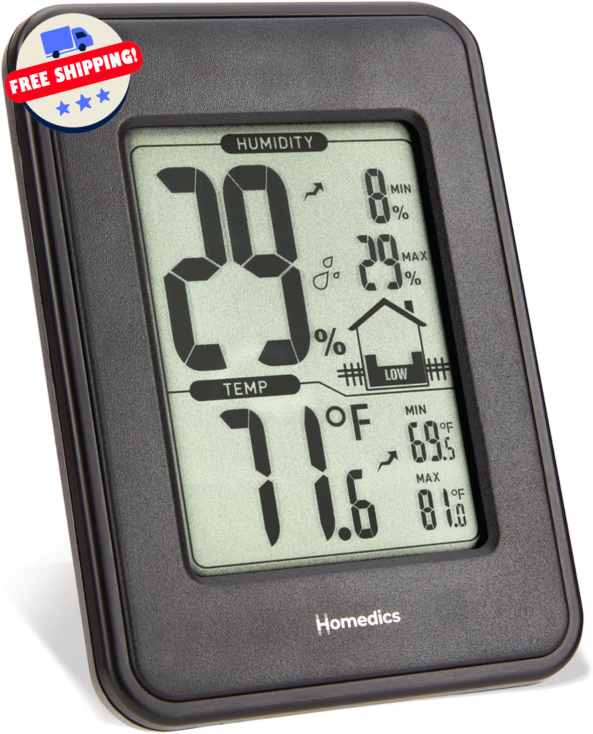 Homedics HM100 Indoor Humidity Monitor, Easy-Read Hygrometer to Monitor Indoor A