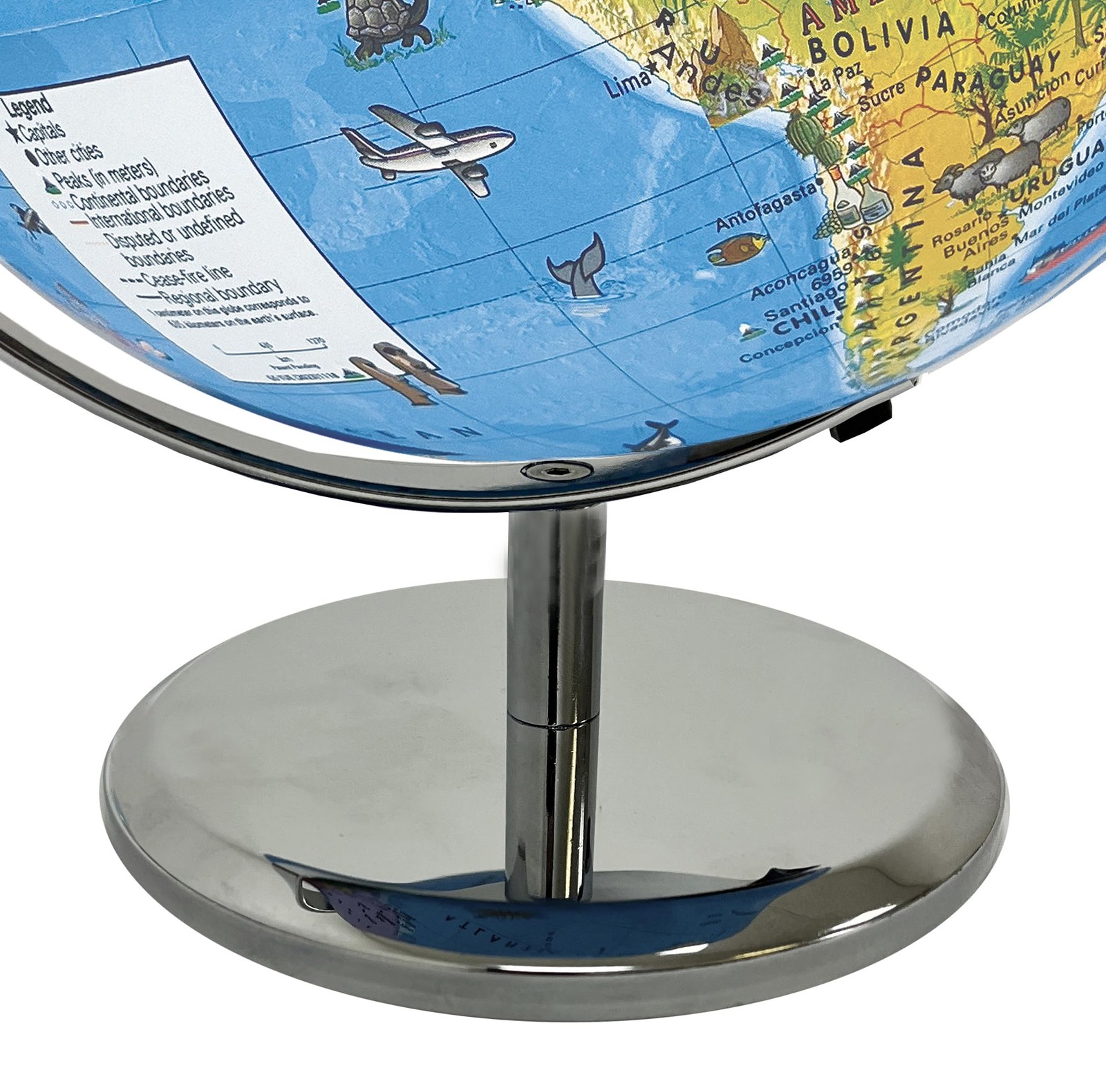 Replogle 8"/20cm Interactive Illuminated Political Globe with Chrome Base, Ri...