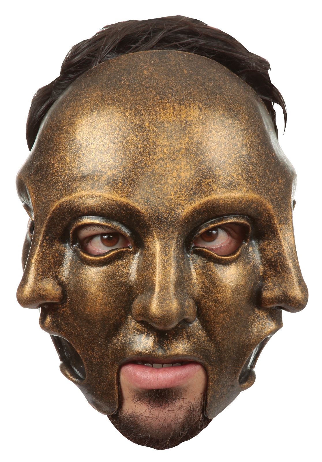 Ghoulish Productions 3 Faces Gold Mask Latex Face Mask Horror Halloween Cosplay