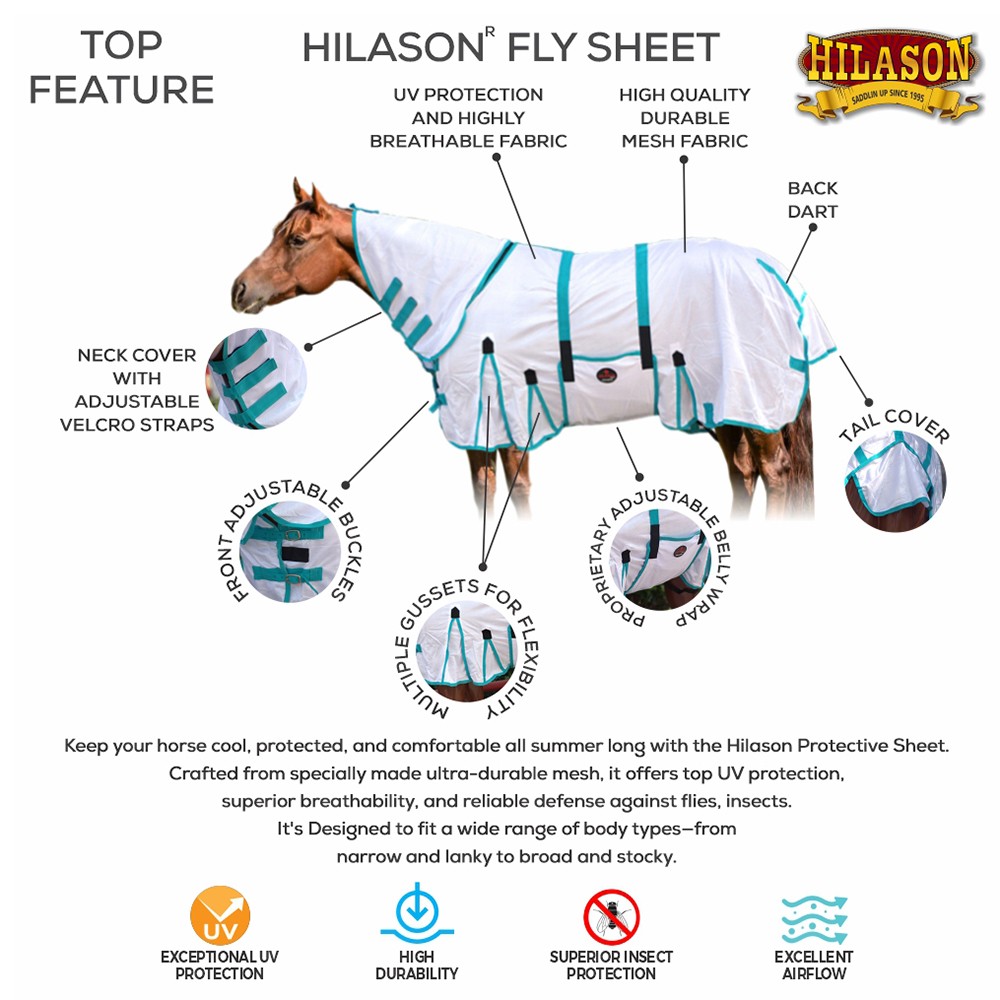 HILASON Horse Fly Sheet - Summer Spring UV Protection Mesh Bug Mosquito