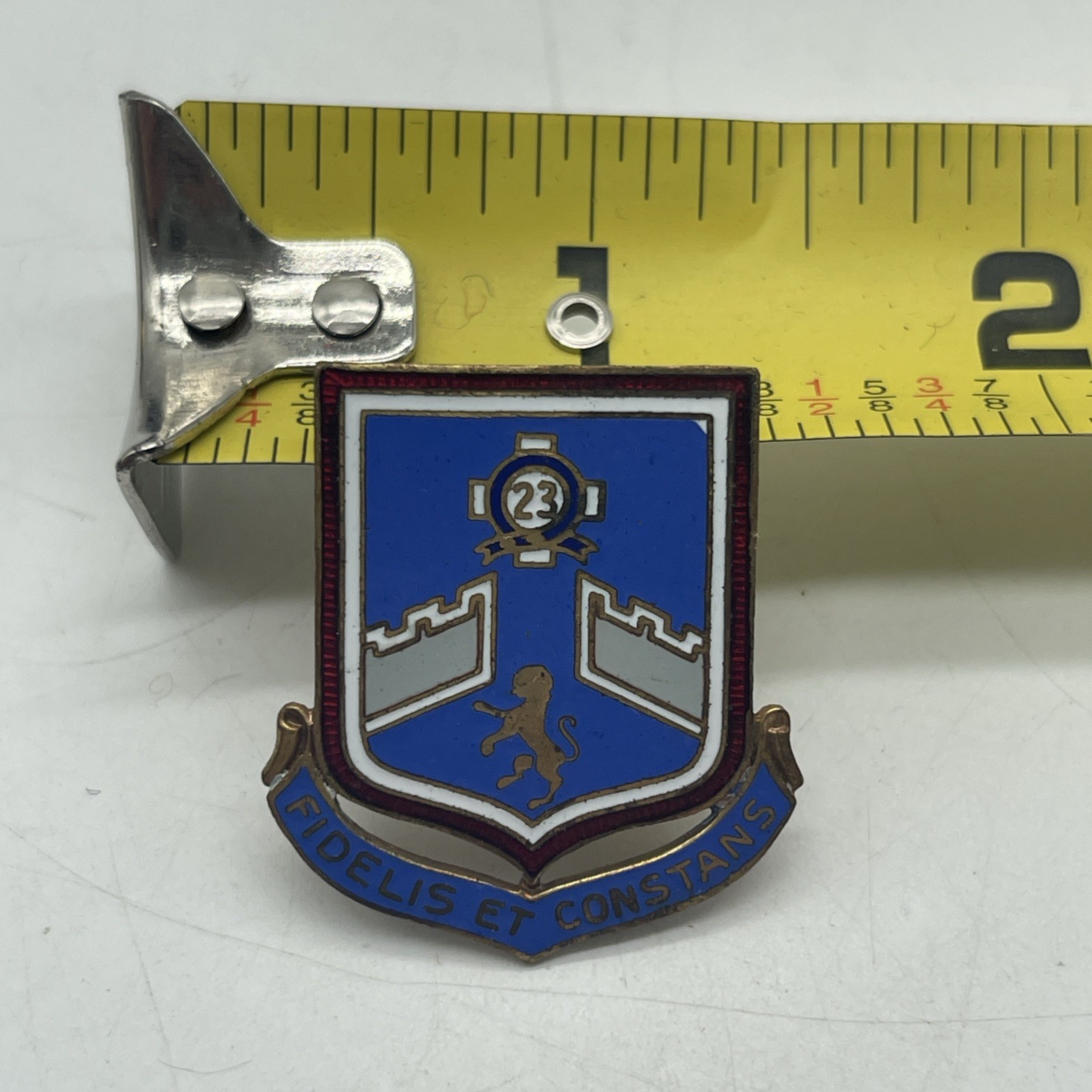 U.S. Military 106th Infantry Regiment DI DUI Crest Pin Back FIDELIS ET CONSTANS
