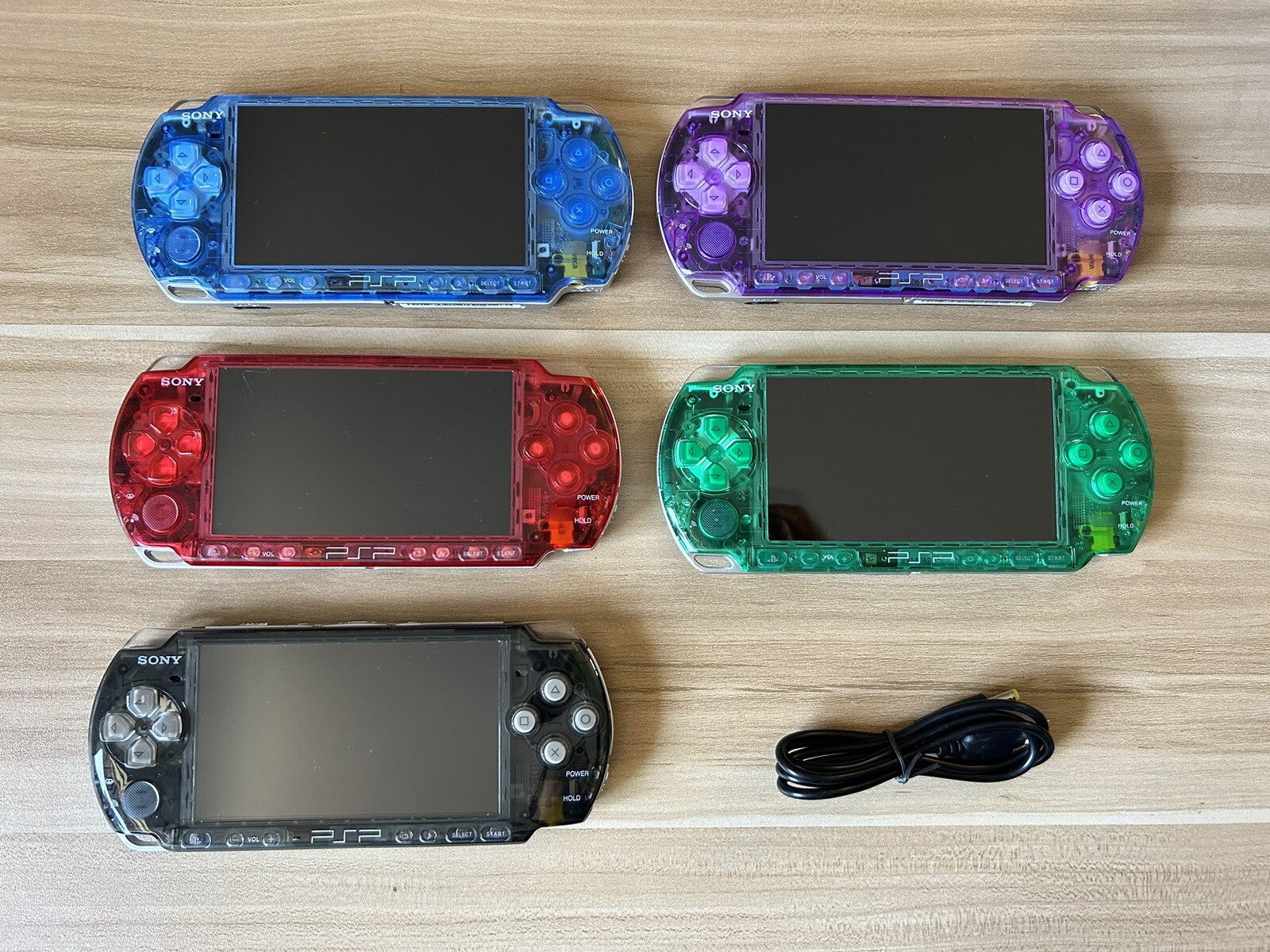 USA VERSION Sony PSP 3000 playstation clear blue, purple, red, green, black,