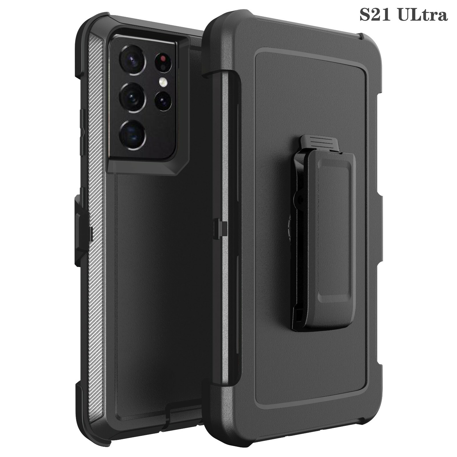 Black For Samsung Galaxy S21 S21+Ultra Shockproof Defender Case with Belt Clip