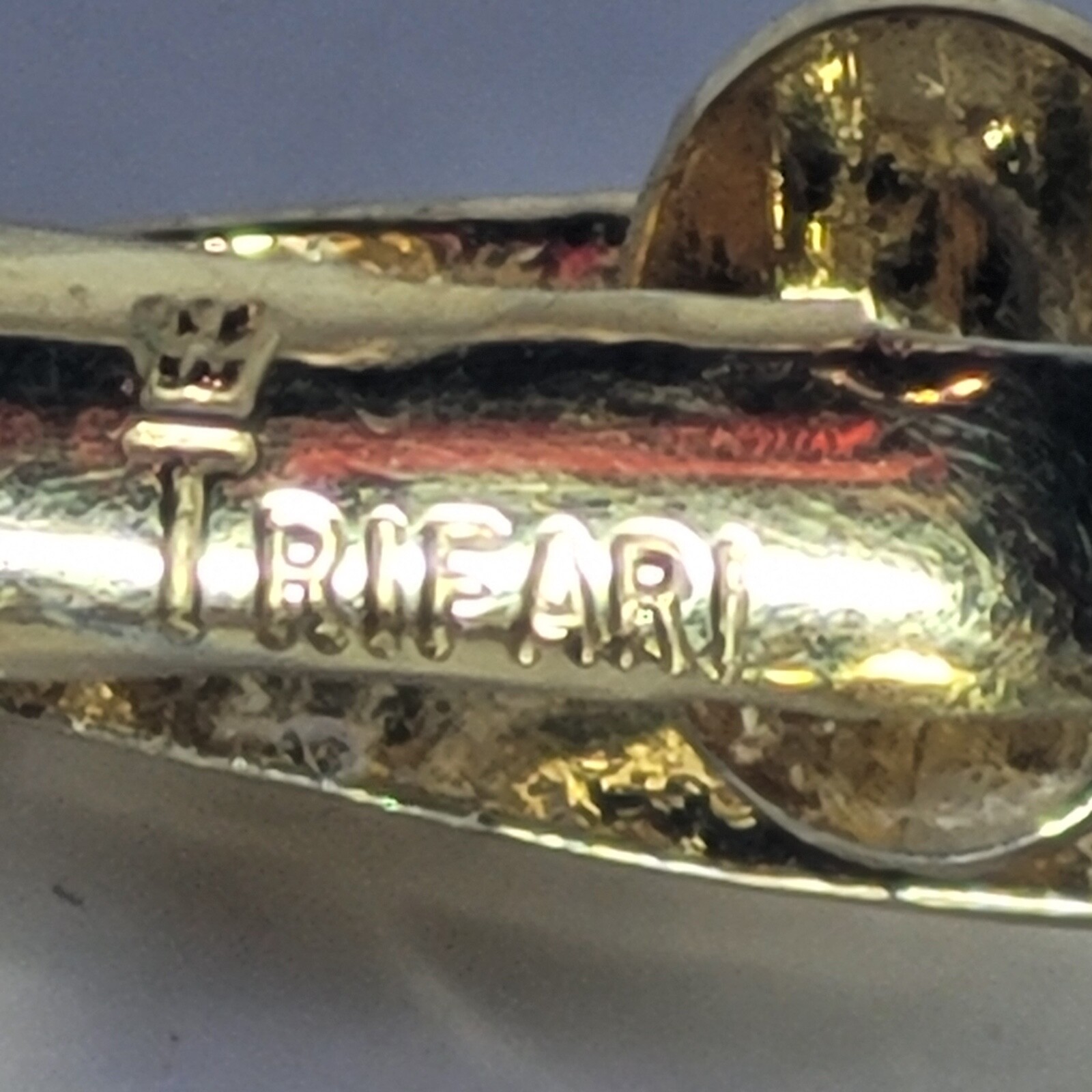 Trifari Earrings Clip On Dangle Swirl Pattern