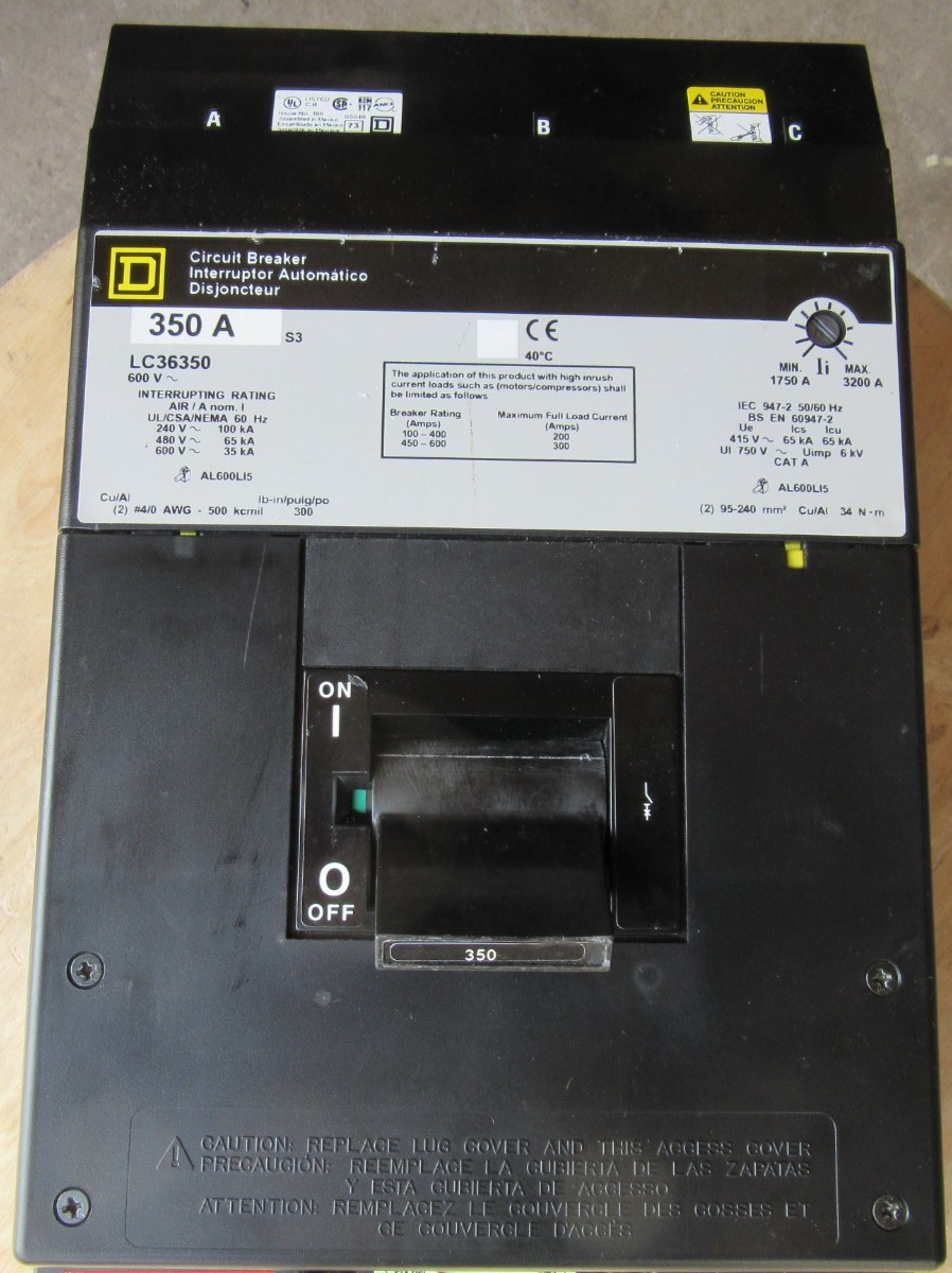 Square D LC36350 I-Line Circuit Breaker 3P 350A 65KA at 480V, 100KA at 240V New