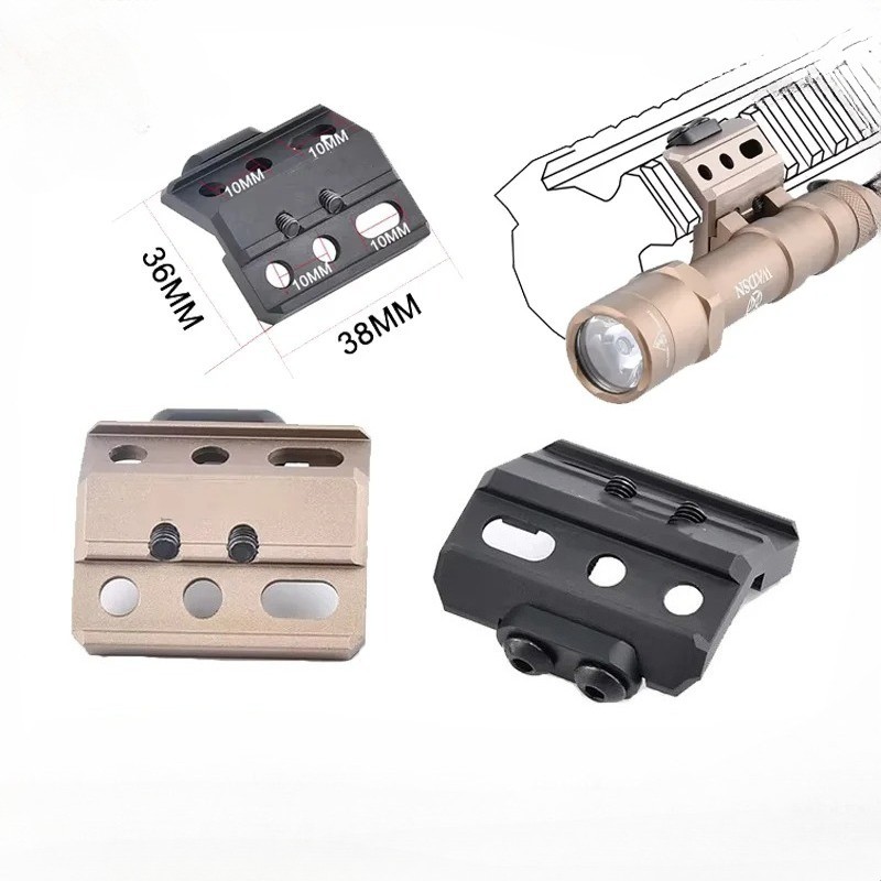 Tactical Metal Flashlight Offset Adapter Mount Base For SF M600 M300 Scout Light