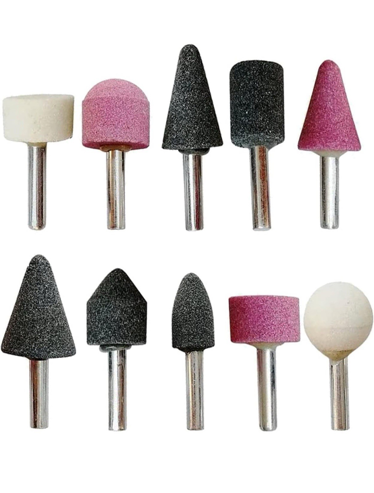 Goliatah 50pc 1/4" Shank Mounted Grinding Stones 10 Different Shapes ~ MSA50
