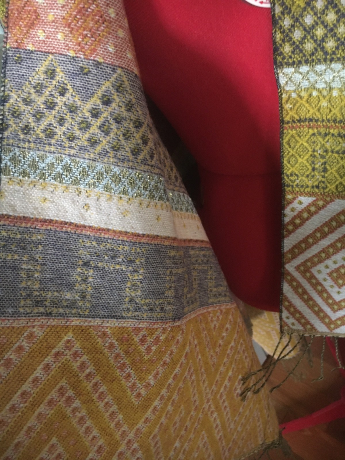 Francesca's Marigold Fringed Nordic Ruana Wrap, One Size, Autumn Style