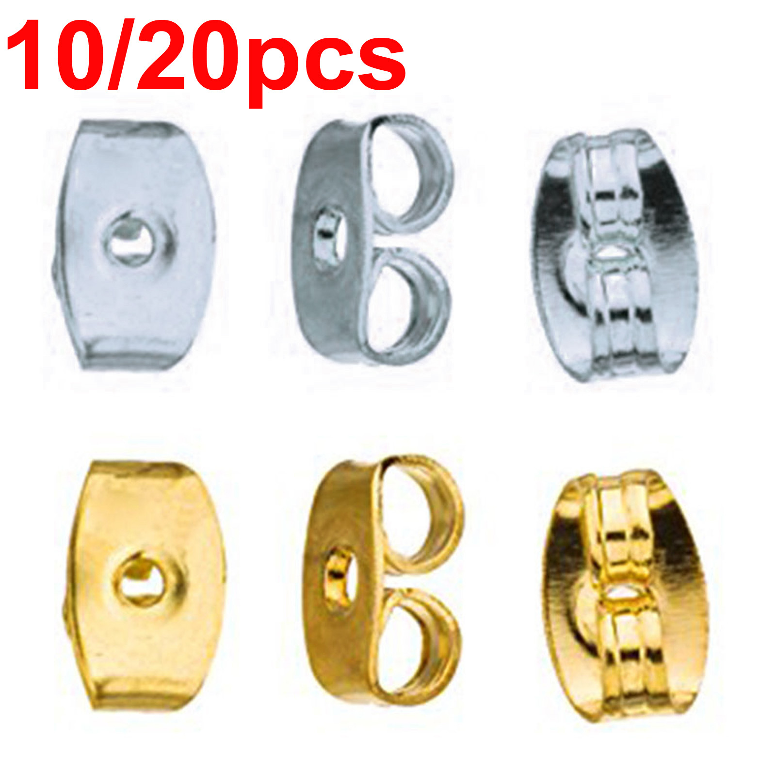 Earrings gold silver metal plug stud stoppers findings post back backs backing