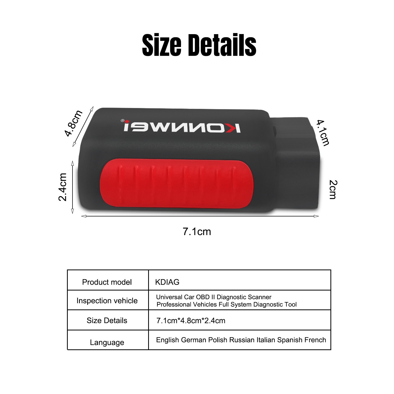 KONNWEI KDIAG Wireless Car OBD2 Reader Code Scanner ABS SRS Diagnostic Tool