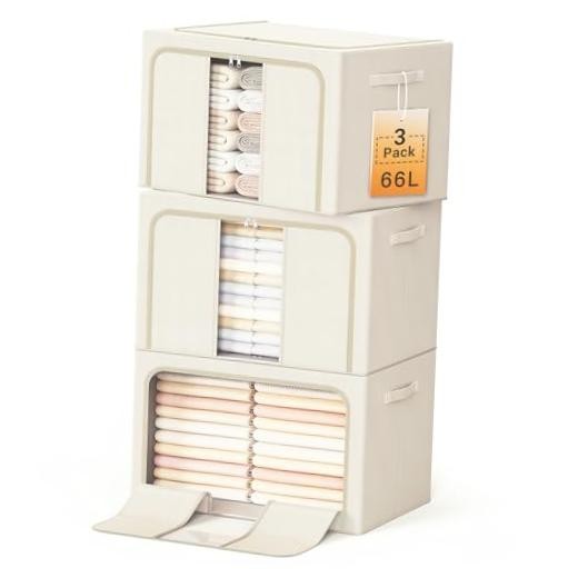 Foldable Clothes Storage Bins with Metal Frame - Foldable Clothes Organizers