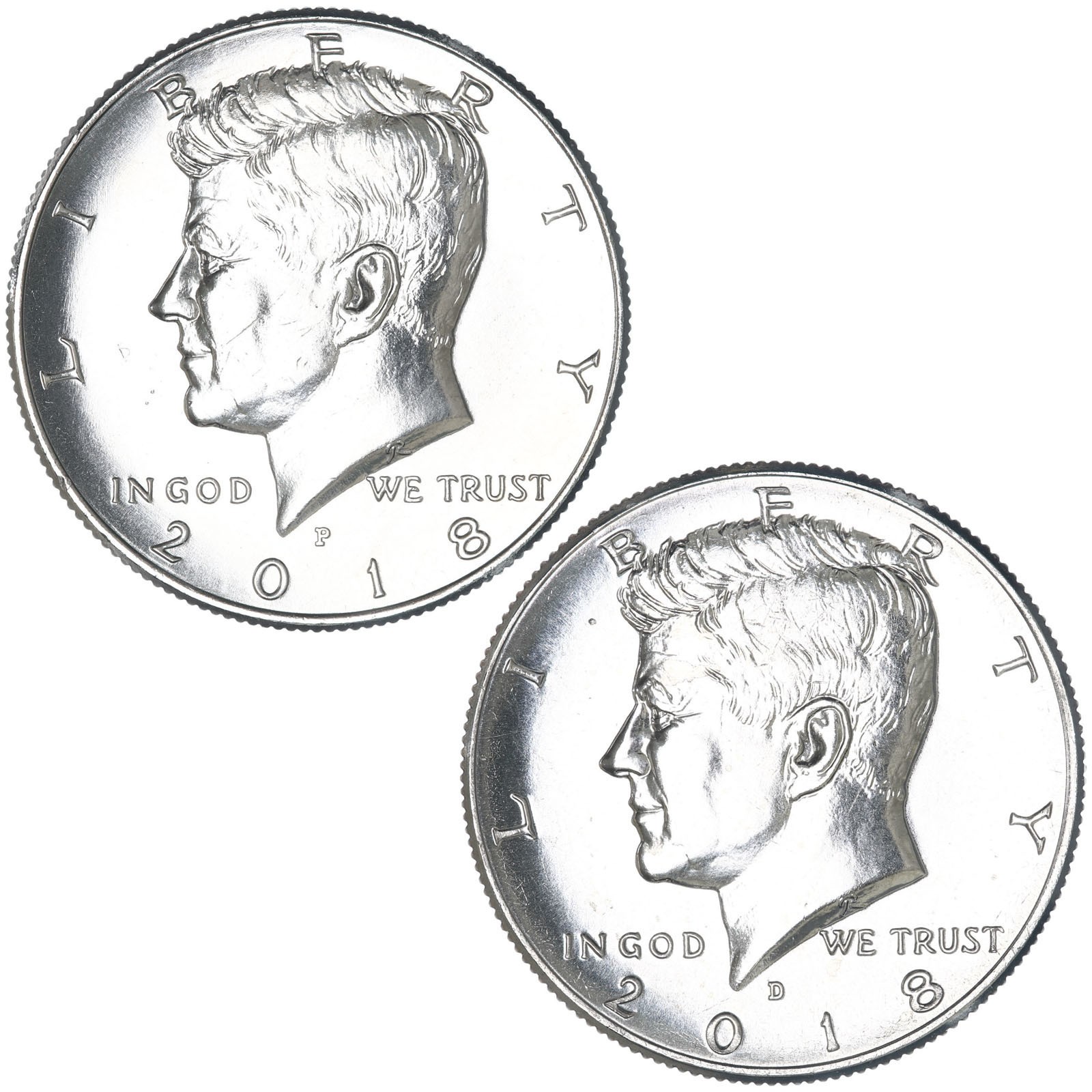 2018 P D Kennedy Half Dollar BU 2 Coin Year Set