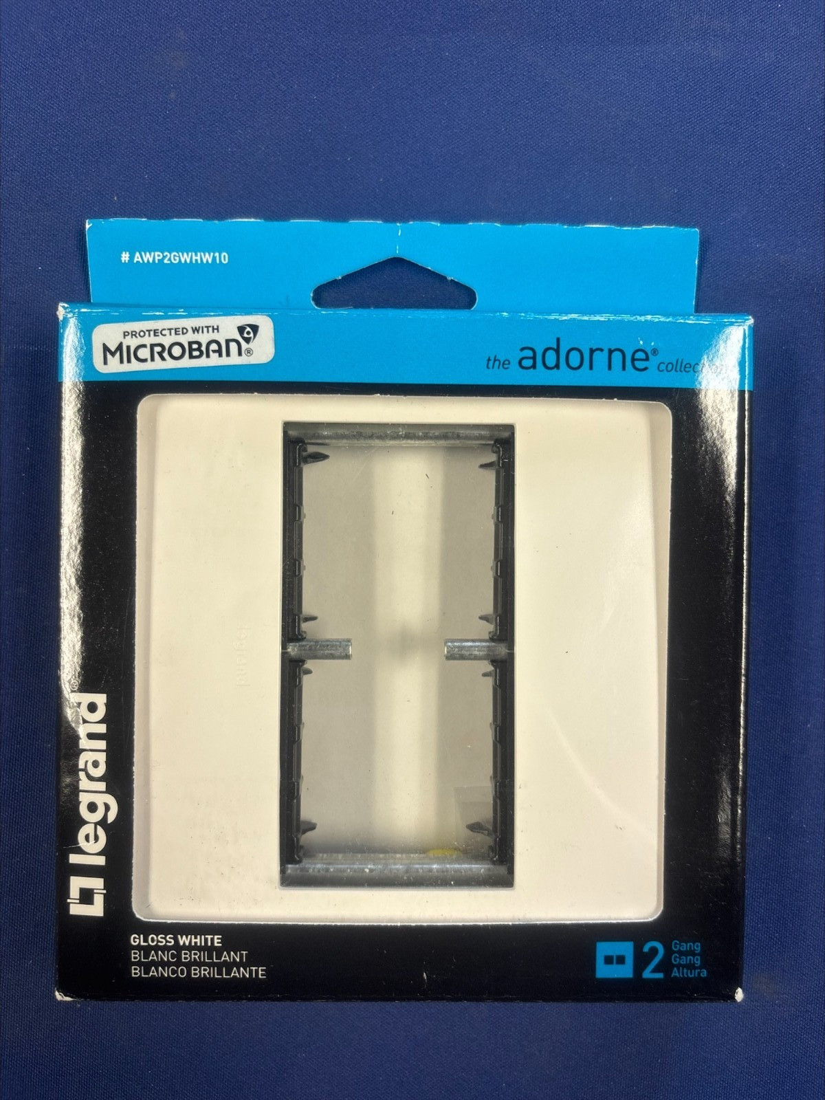 AWP2GWHW10 - LEGRAND ADORNE TWO GANG WALL PLATE - GLOSS WHITE FINISH