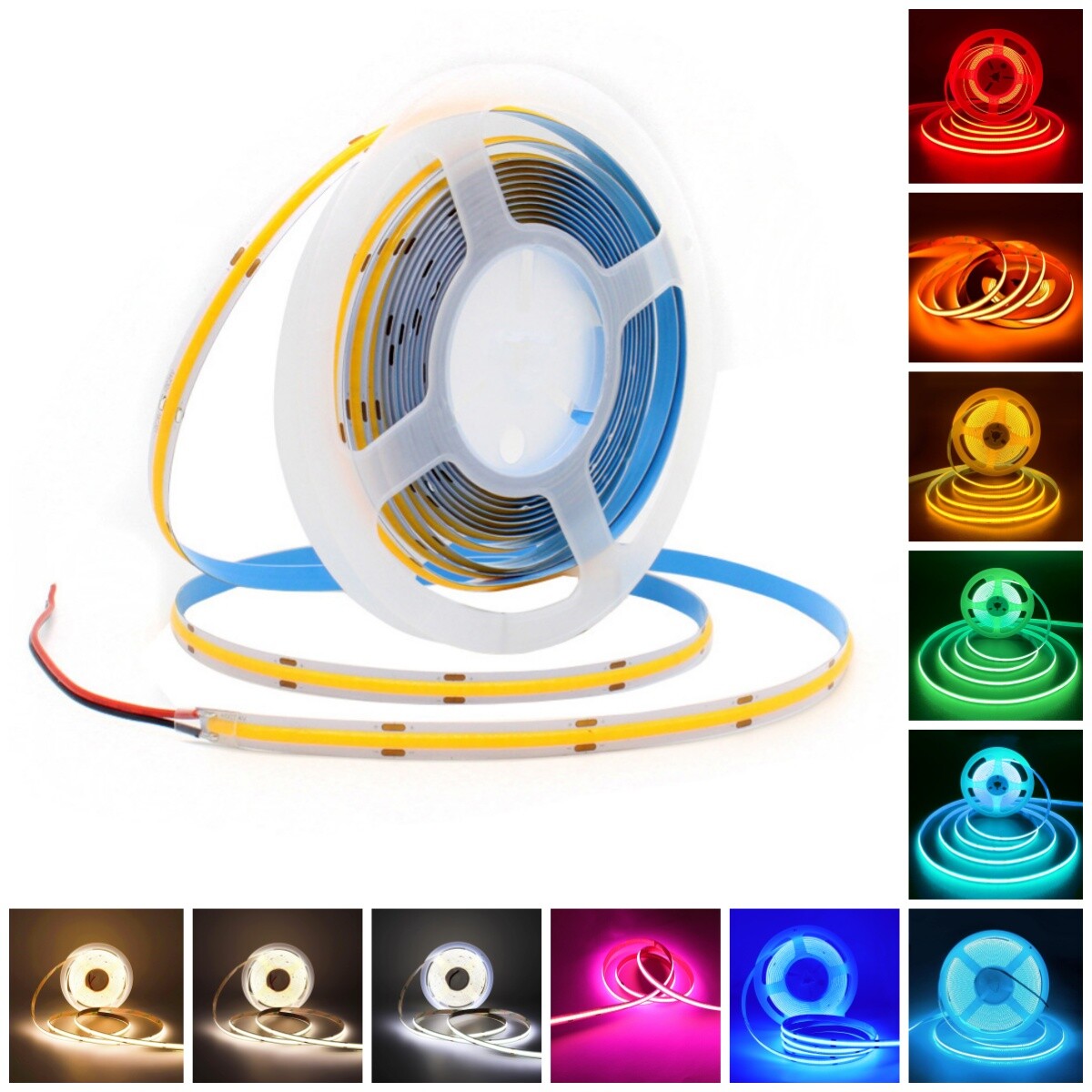 16.4ft COB LED Light 12/24V 384/528 LED/M IP20 Light Strips for Room Cuttable